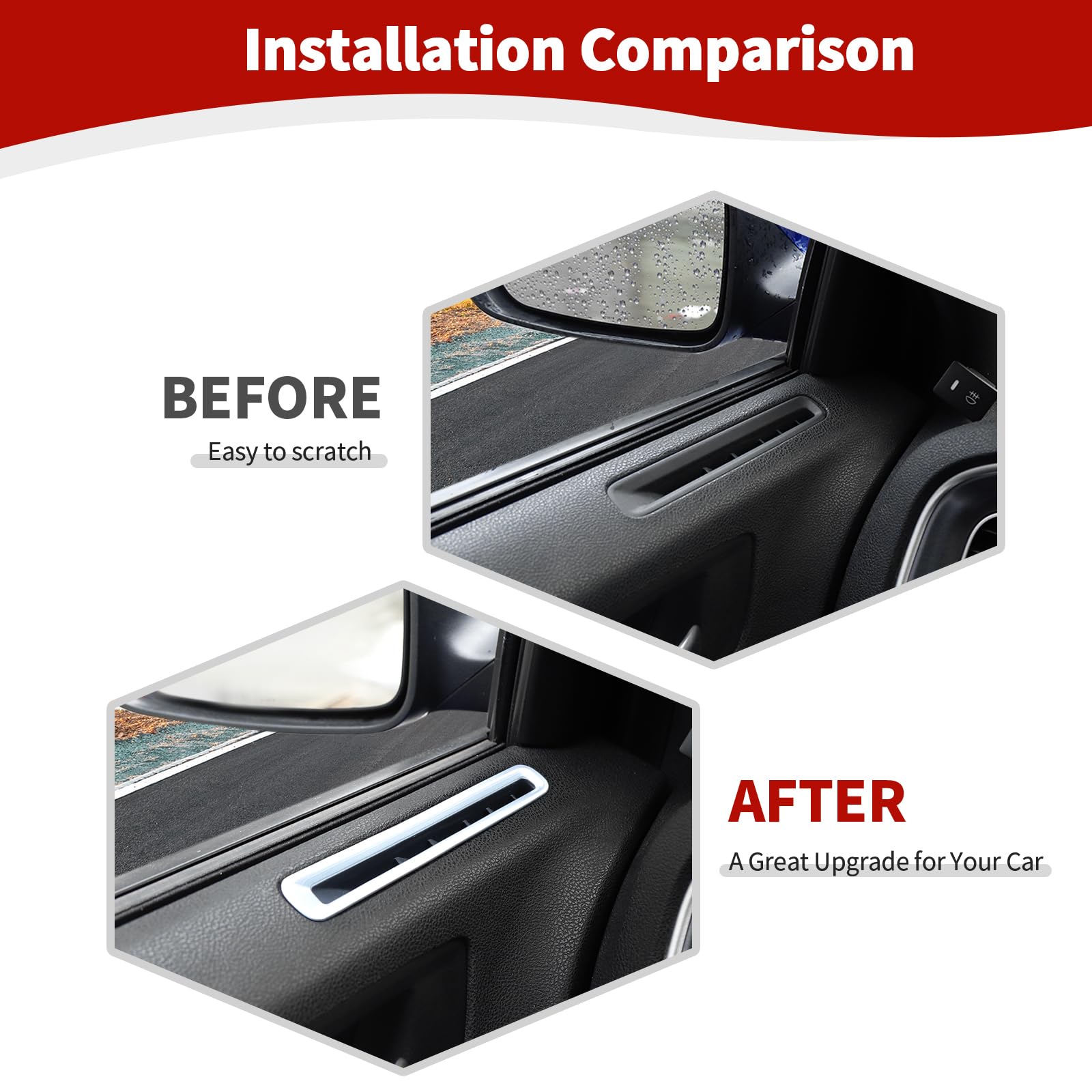 Dodge Charger 2011-2023 AC Vent Trim Cover - Silver Interior Accessories (2pcs) | RT-TCZ Charger Door Air Vent Upgrade | Perfect for Car Interior Customization & Protection