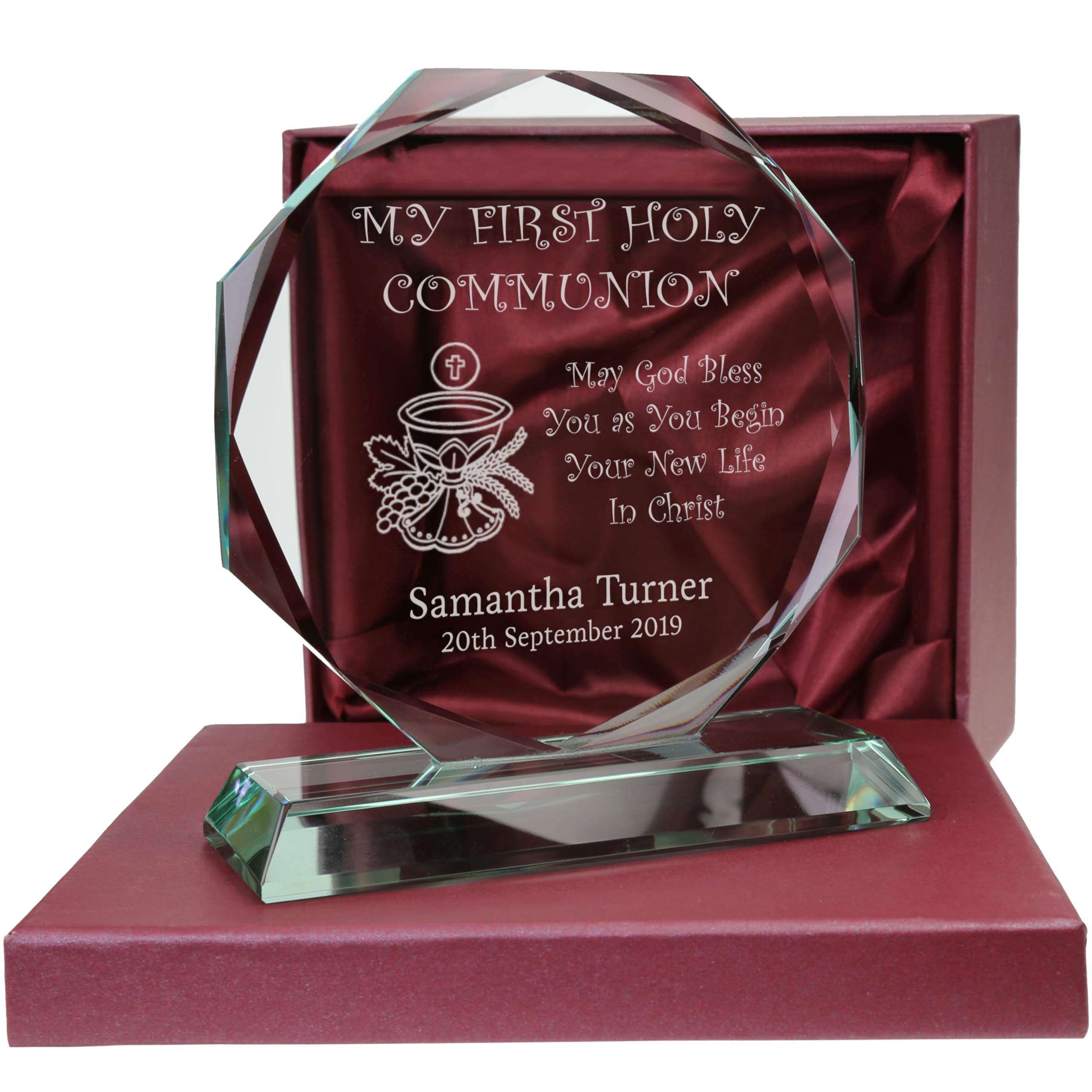 Personalized First Communion Glass Keepsake Gift for Boys & Girls - Religious Ceremony Present