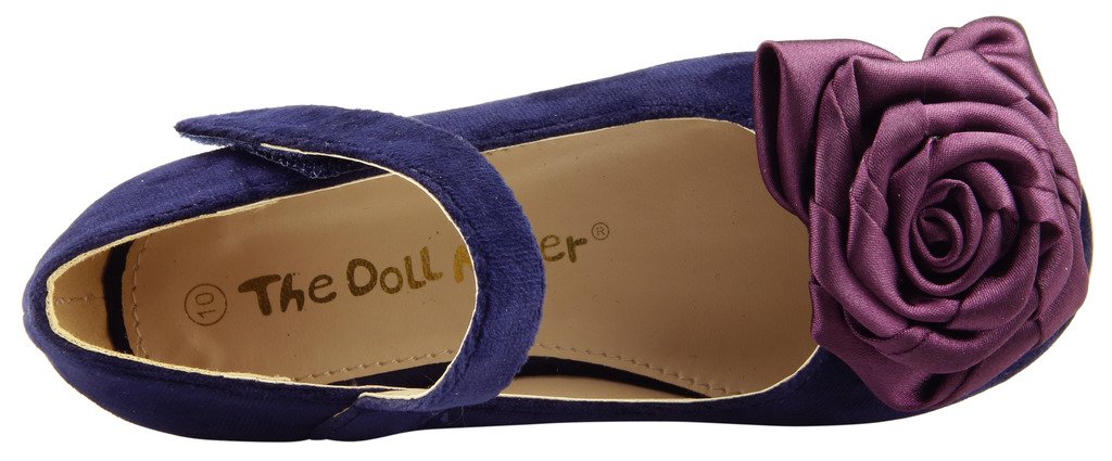 Girl's Suede Mary Jane Flats with Flower Bow - Elegant & Comfortable Dress Shoes for Weddings, Parties & Special Occasions