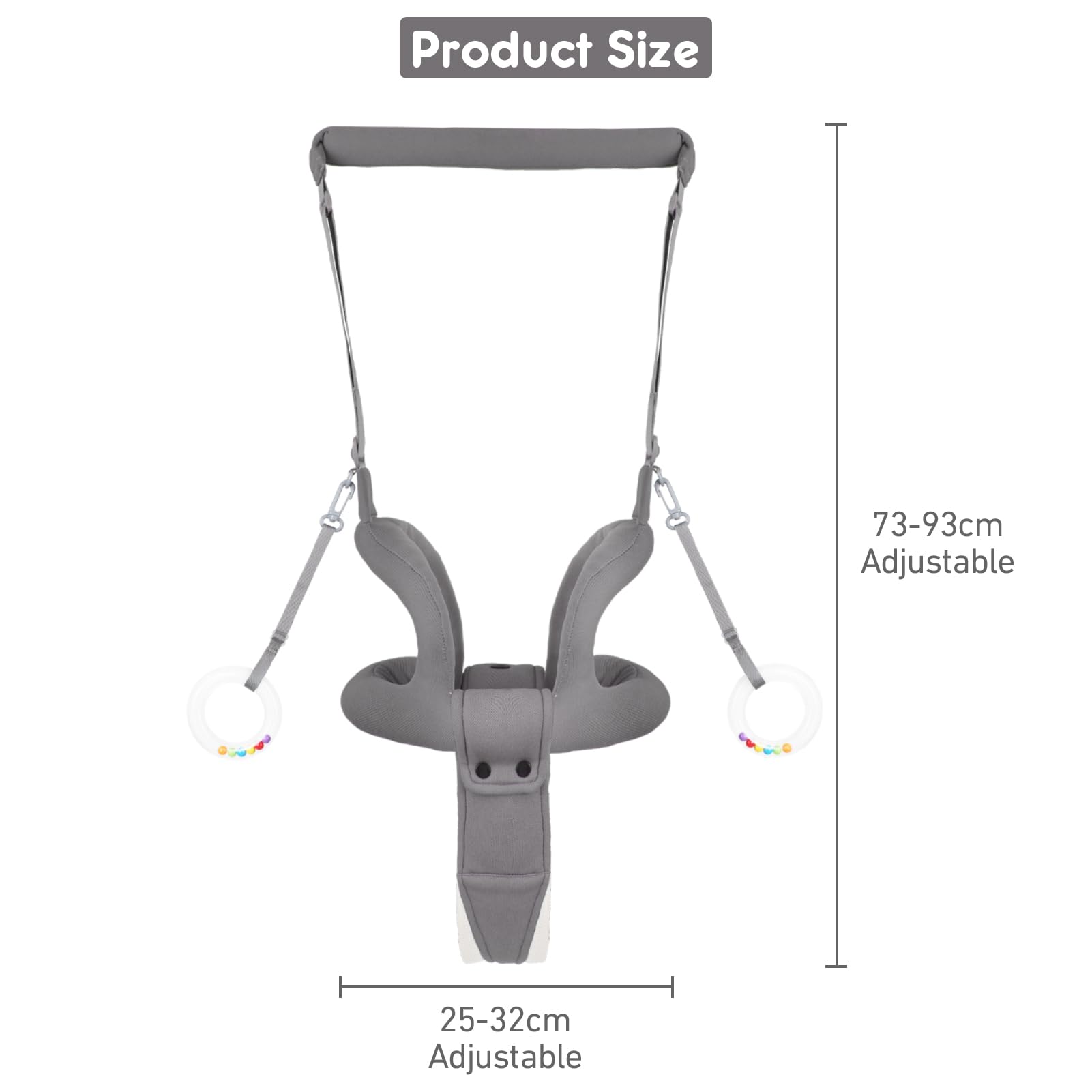 Baby Walking Harness for 8-16 Months - Adjustable Infant Toddler Walker Assistant Belt with Handheld Support - Safe Standing & Walking Aid for Babies (Gray) - Perfect for First Steps & Indoor/Outdoor Learning