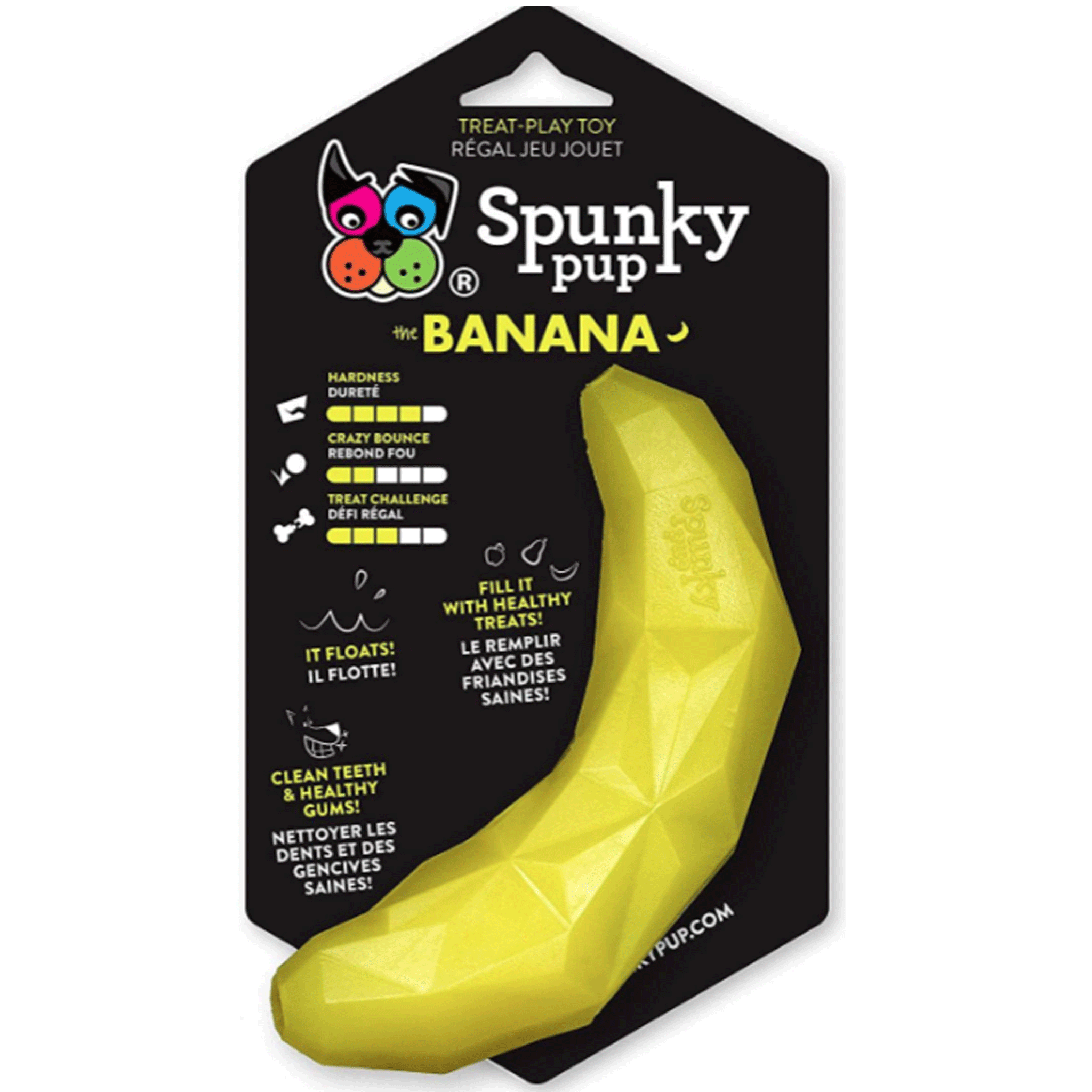 Spunky Pup Fruits & Veggies Dog Chew Toy - Banana Flavor for Small & Medium Dogs - Fun Interactive Play & Dental Health Chewing Toy for Puppies & Adult Dogs | Perfect for Indoor Play, Teething Relief & Training Rewards