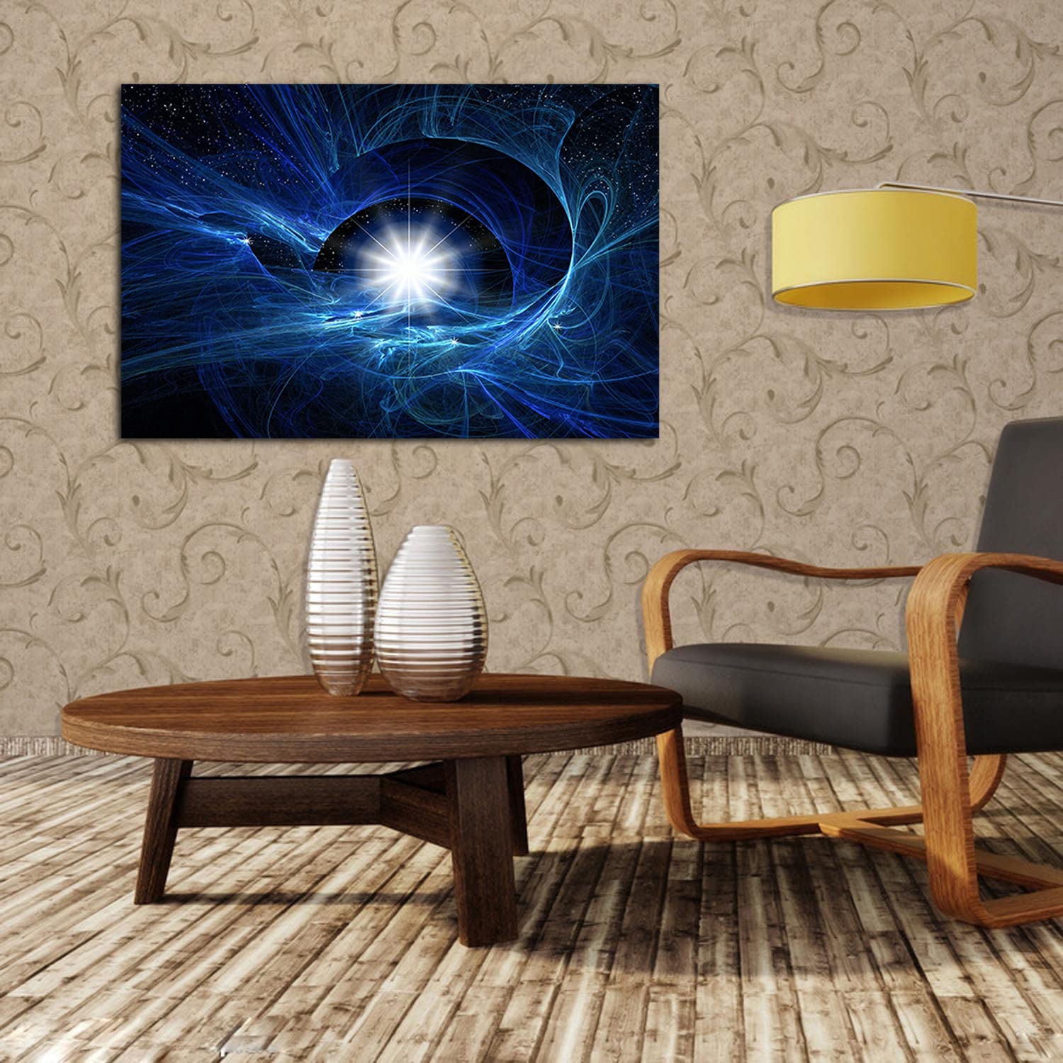 Galaxy Wall Art - Framed Outer Space Canvas Painting with Earth & Moon, Astronomy Universe Decor for Home, Office, Bedroom - Ready to Hang | Perfect for Living Room Decor, Office Inspiration & Space-Themed Bedrooms