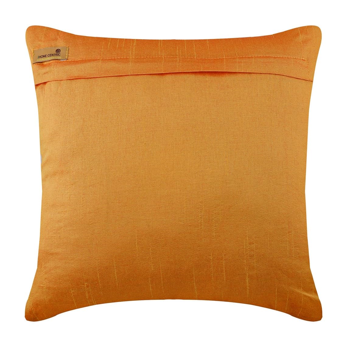 HomeCentric 22x22 Inch (55x55 cm) Orange Beaded Leaf Tropical Theme Cushion Covers - Art Silk Square Pillowcases for Sofa, Couch & Bed - Floral Citrus Design for Living Room, Bedroom & Home Decor