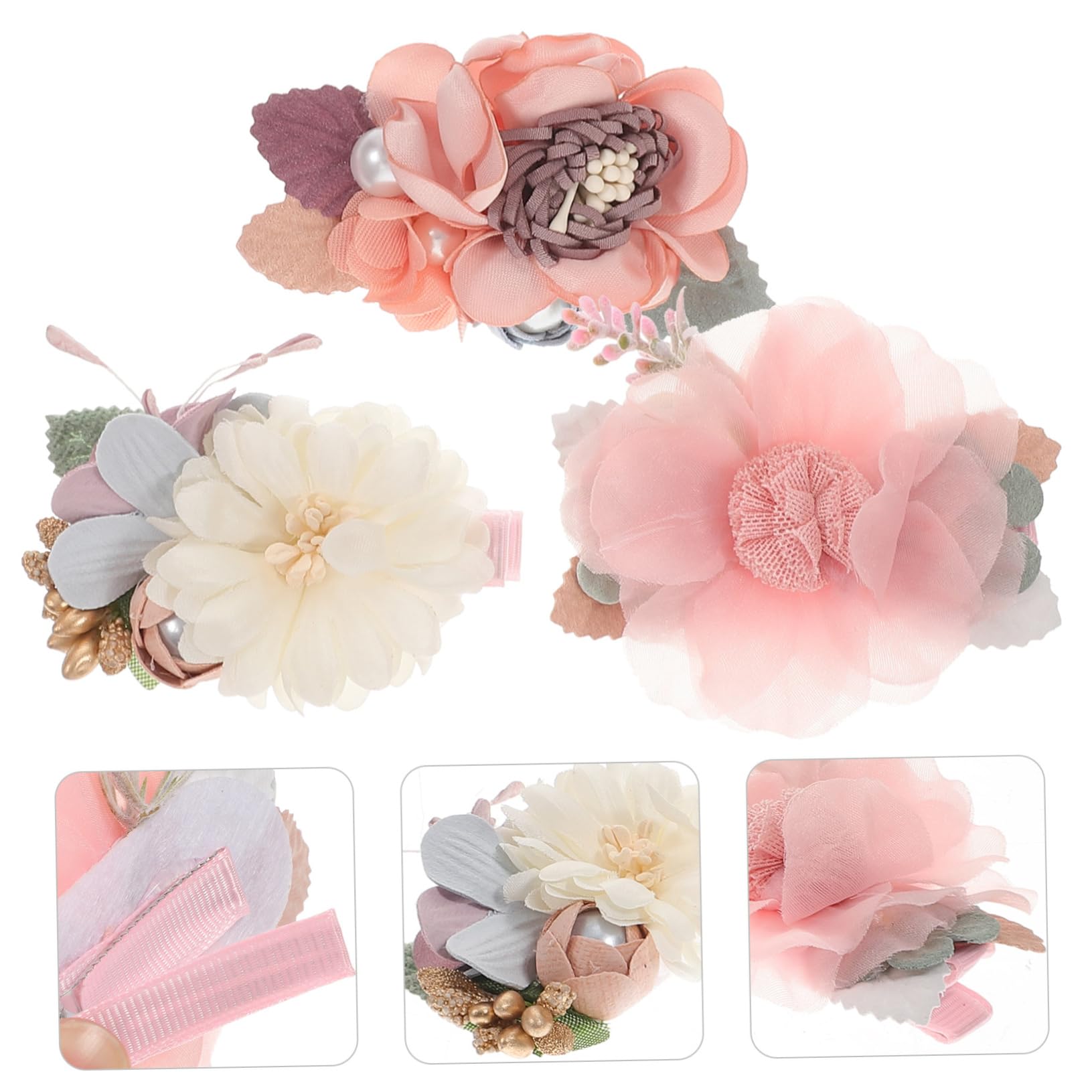 HEMOTON 12 Pcs Floral Hair Clips for Women - Fabric Hair Accessories & Hairpins - Perfect for Weddings, Parties and Everyday Style