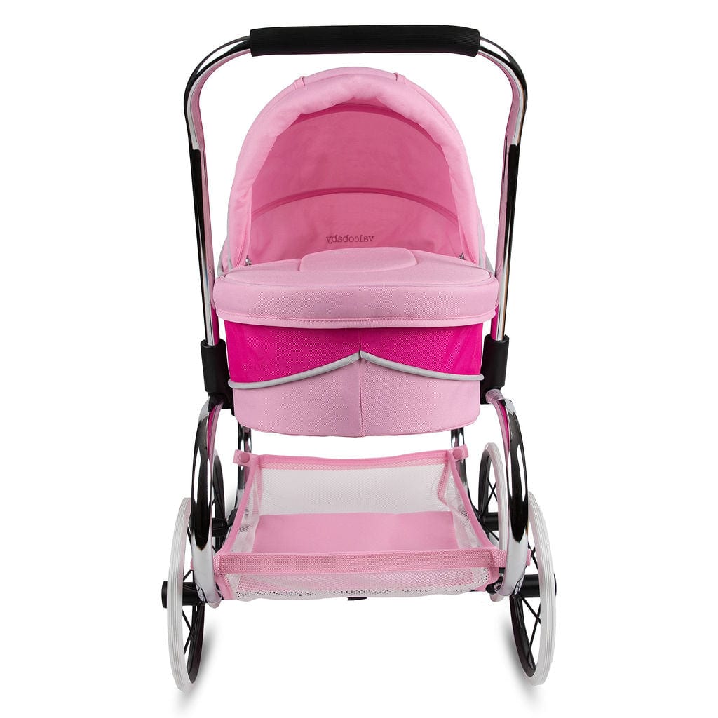 Valco Baby Princess Doll Stroller - Pink & White Foldable Toy Stroller for Kids - Perfect for Pretend Play, Role Play & Outdoor Walks with Dolls