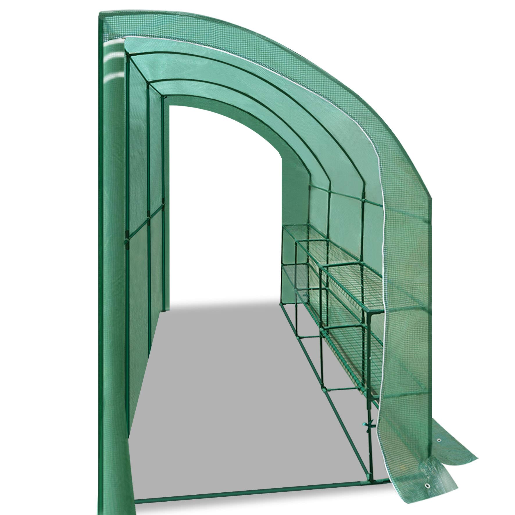Large 10x5x7ft Walk-in Greenhouse for Outdoor Gardening - Portable Waterproof Hot House with 3 Tiers & 6 Shelves, 2 Doors (Green) - Perfect for Growing Vegetables, Flowers & Plants in Backyard or Patio