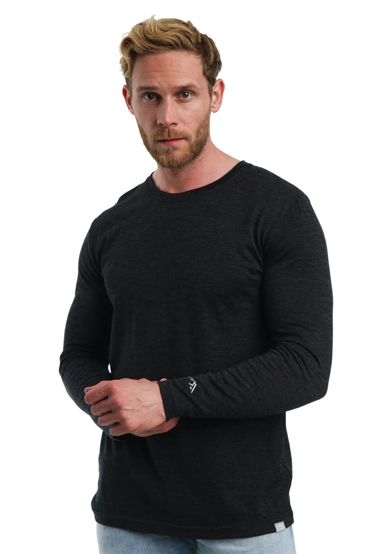 Premium Men's Merino Wool Long Sleeve Shirt - 165 GSM Charcoal Grey - Warm & Breathable Base Layer for Hiking, Camping & Winter Outdoor Activities