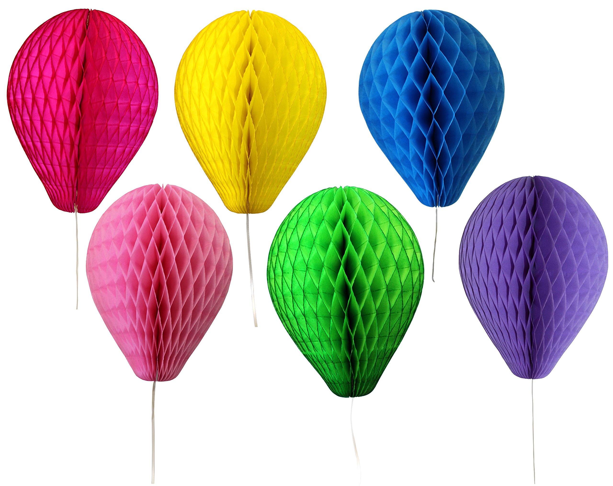6-Piece Rainbow Themed 11 Inch Honeycomb Tissue Paper Balloon Party Decoration Kit (Cerise, Dusty Rose, Yellow, Lime, Turquoise, Lavender) - Perfect for Birthday Parties, Baby Showers, Wedding Decorations & DIY Home Decor