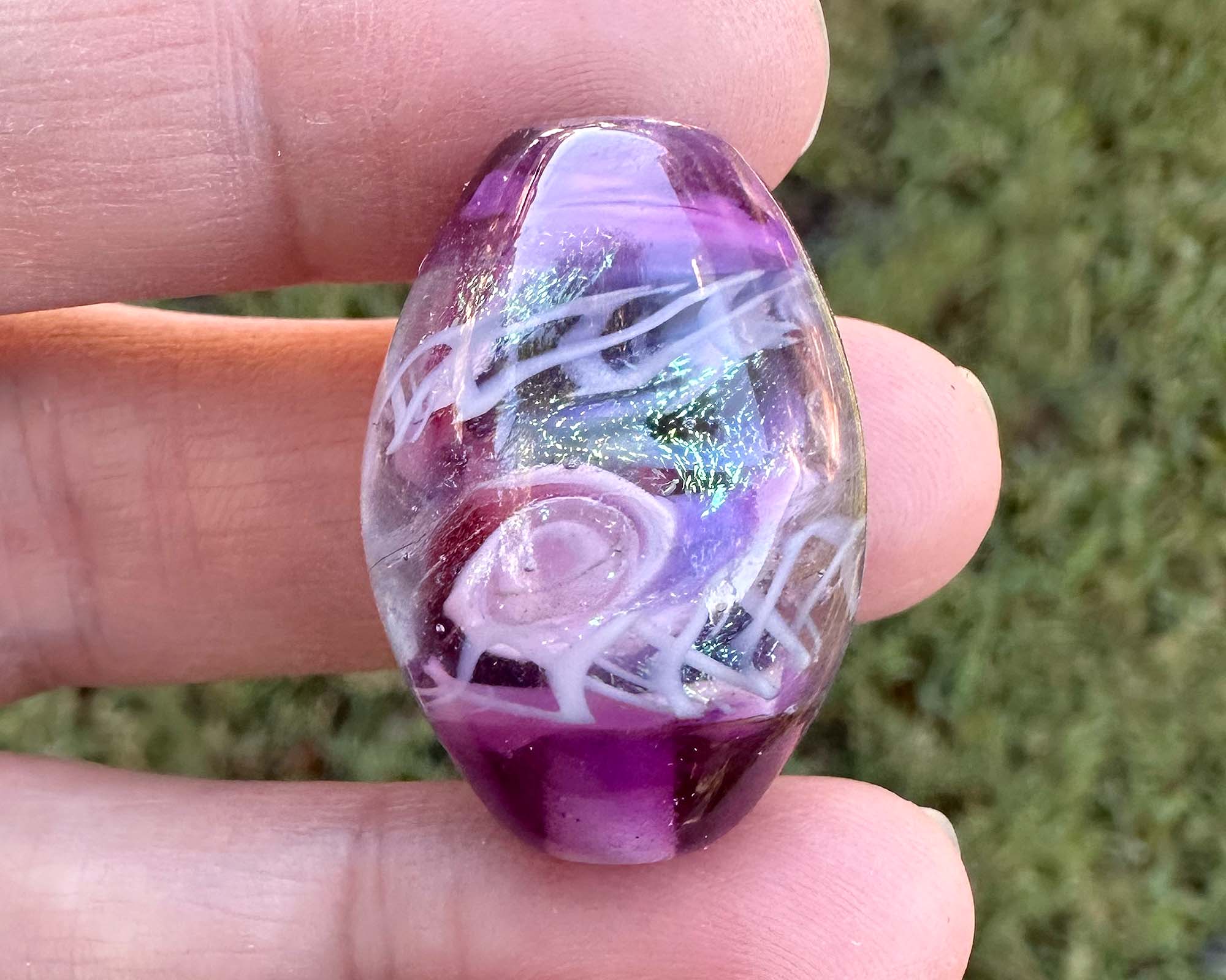 Lavender Dichroic Glass Shimmer Lampwork Focal Bead for Jewelry Making - Handmade SRA Art Bead for Necklaces, Bracelets & DIY Crafts