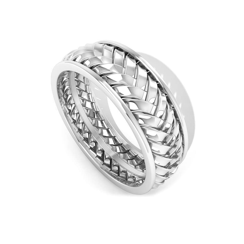 14K Solid Gold Men's Braided Wedding Band Ring - Comfort Fit Wide Band Ring for Him - Durable & Stylish Braided Textured Ring - Perfect for Weddings, Anniversaries & Special Occasions