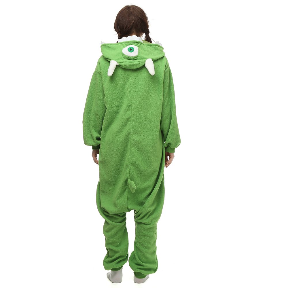 Monster Inc. Mike Wazowski Onesie Costume for Adults & Kids - Soft Fleece Pajama Jumpsuit for Halloween, Cosplay, and Movie Theme Parties
