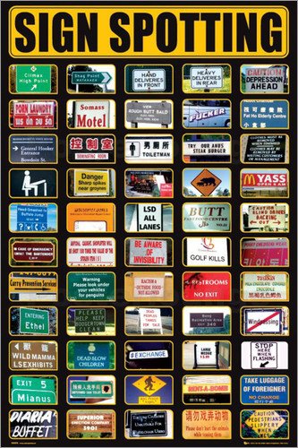Funny Travel Signspotting Novelty Poster - 24x36 Inch College Dorm Decor for Humor & Adventure Lovers - Perfect for Bedroom, Office & Gifts