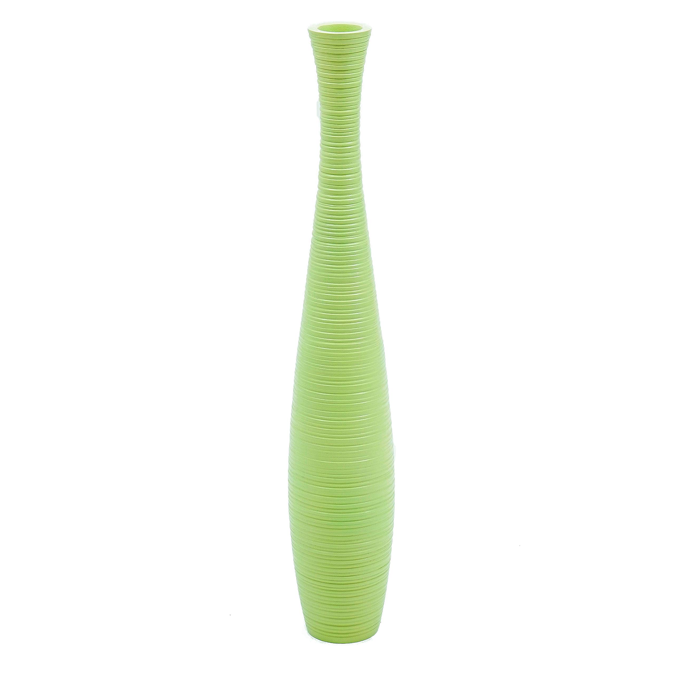 LEEWADEE 28 Inch Large Wooden Floor Vase - Handcrafted Decorative Vessel for Fresh Flowers, Dried Stems & Decorative Branches | Perfect for Living Room, Entryway & Wedding Centerpiece Decor