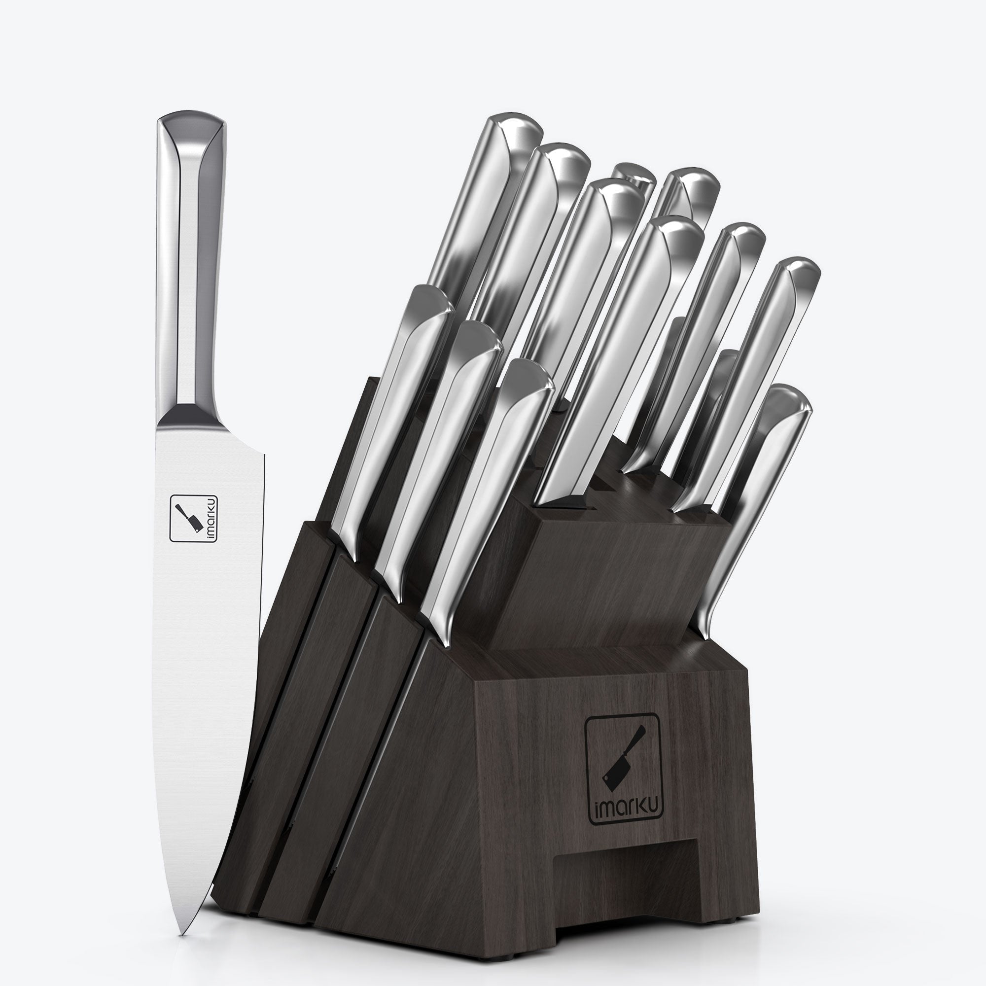 16-Piece Razor Sharp Japanese Stainless Steel Knife Set with Wooden Block - Professional Kitchen Knives for Chefs & Home Cooking, Perfect for Slicing, Dicing, and Food Prep