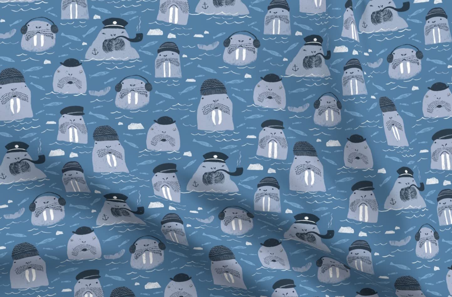 Arctic Animal Nautical Printed Petal Signature Cotton Fabric by The Yard - Premium Spoonflower Fabric for Sewing, Quilting, Apparel & Home Decor - Perfect for DIY Crafts, Baby Clothes and Nursery Decorations