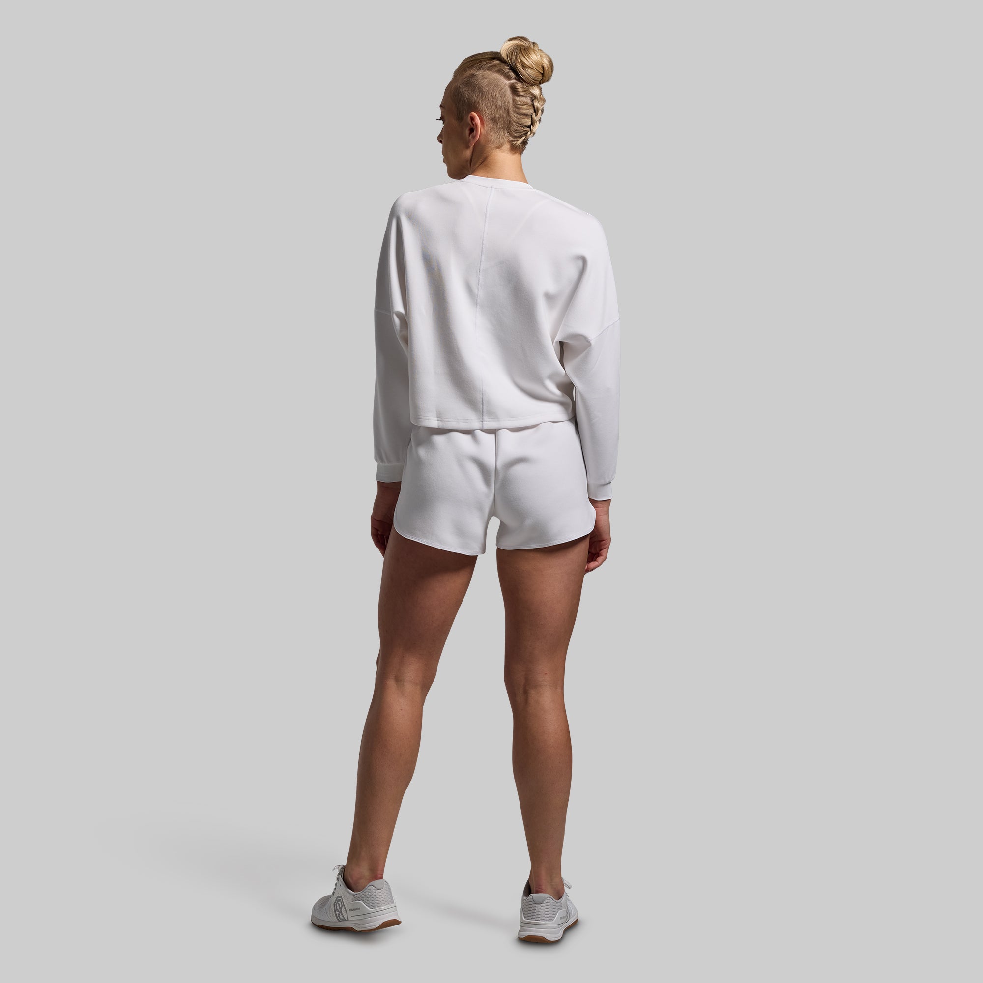 Lounge Lux Cropped Pullover Sweater - Soft White Women's Casual Knit Top for Coffee Dates & Weekend Outfits