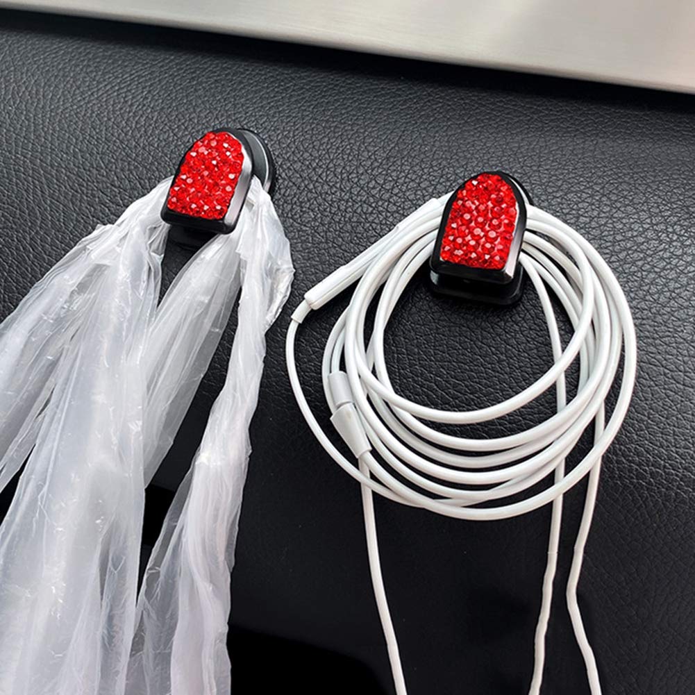 4 Pcs Bling Crystal Car Hooks - Mini Auto Backseat Hangers for Keys, Mask, Purse & Charging Cable - Glitter Car Storage Organizer for Women & Men - Perfect for Sedan, SUV, Truck Interior Accessories - Multi-Functional Dashboard Hooks for Everyday Essentials
