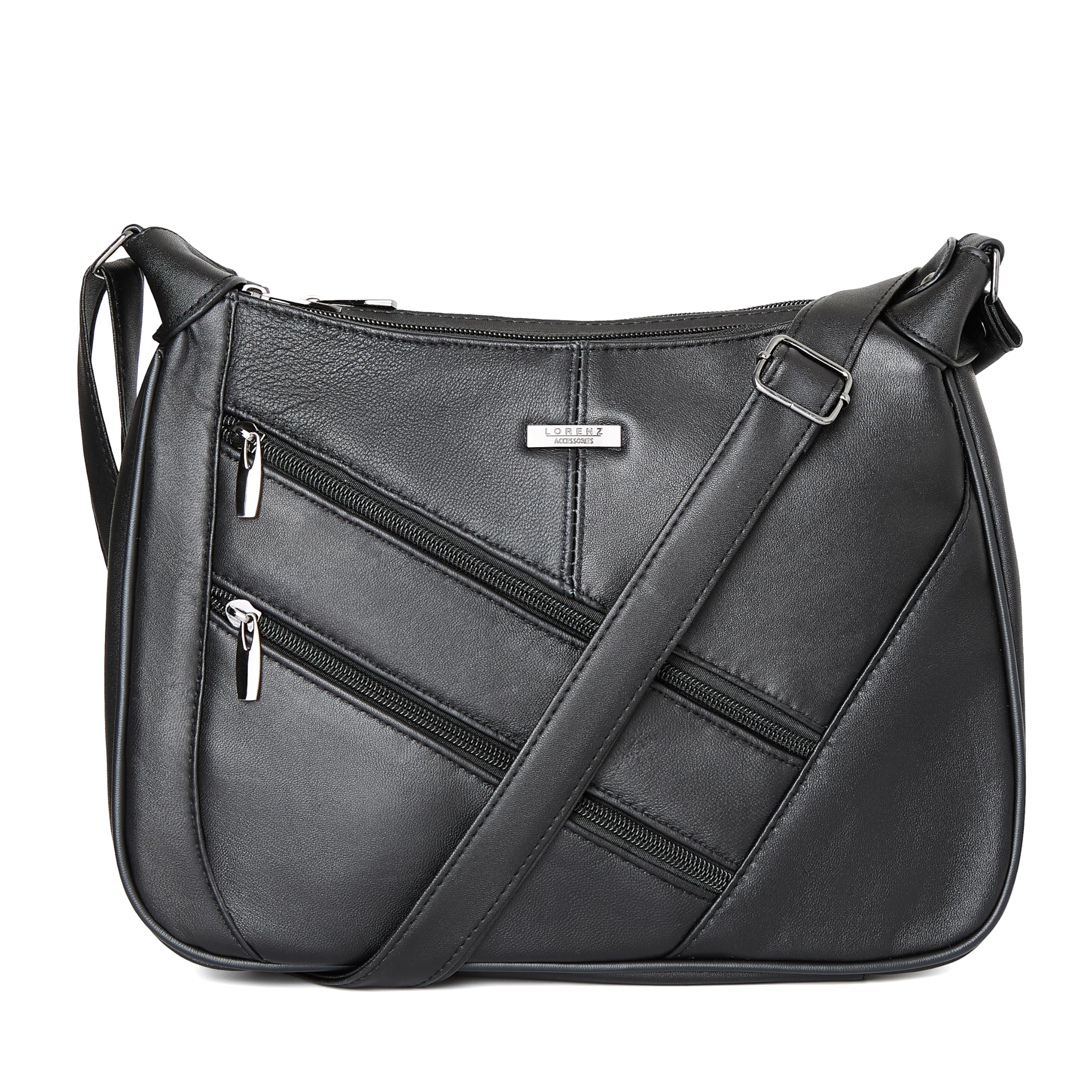 Woodland Leathers Women's Genuine Soft Leather Crossbody Bag - Black Medium Shoulder Purse with Adjustable Strap & Multiple Pockets | Perfect for Work, College, Travel & Everyday Use