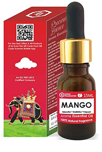 Parag Fragrances Pure Mango Essential Oil 15ml - 100% Natural Undiluted Aromatherapy Oil for Relaxation, Meditation, Skin & Hair Care | Steam Distilled Organic Essential Oil for Diffusers, Massage & DIY Beauty Products