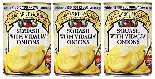 Margaret Holmes Squash with Vidalia Onions, 14.5 oz Cans (Pack of 3) - Set of 4 - Perfect for Quick Meals, Side Dishes & Southern Cooking