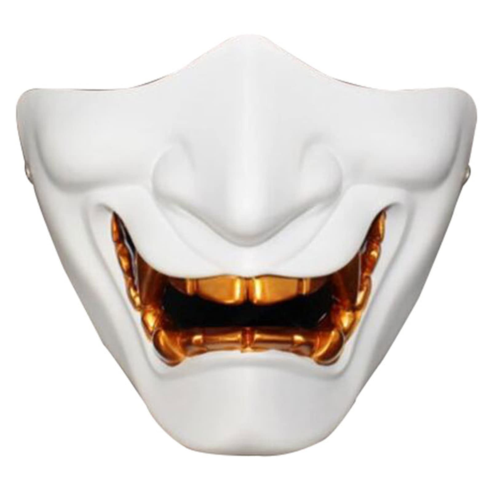 Japanese Hannya Oni Demon Half Face Mask - Resin Kabuki Cosplay Mask for Halloween, Theater & Costume Parties - Perfect for Cosplay, Halloween Costumes & Theatrical Performances