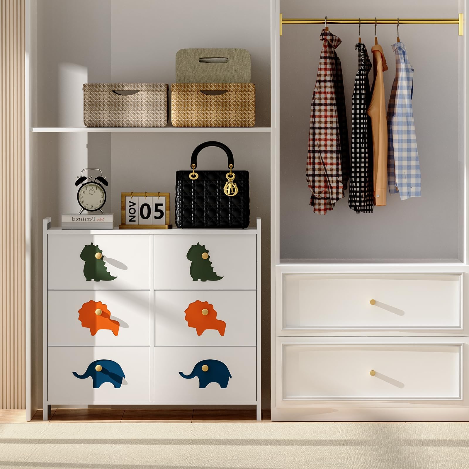 FRAPOW 6-Drawer Kids Dresser with Wood Top & Metal Frame - Baby Dresser Organizer for Nursery, Toddler Room, Closet & Small Spaces - Perfect for Storing Clothes, Toys & Baby Essentials