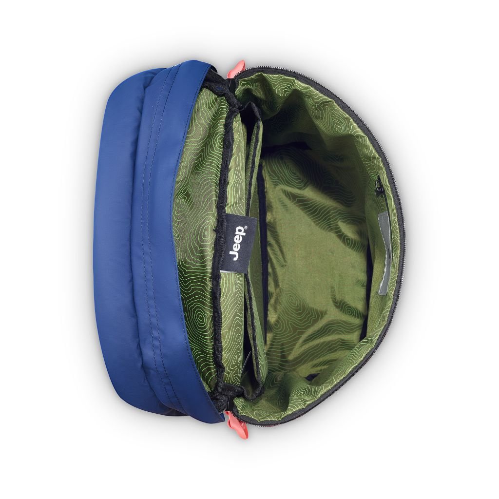 Jeep 17-Inch Laptop Backpack with RFID Protection - Navy Blue | Water-Resistant Cylindrical Design for Commuting, Travel & College