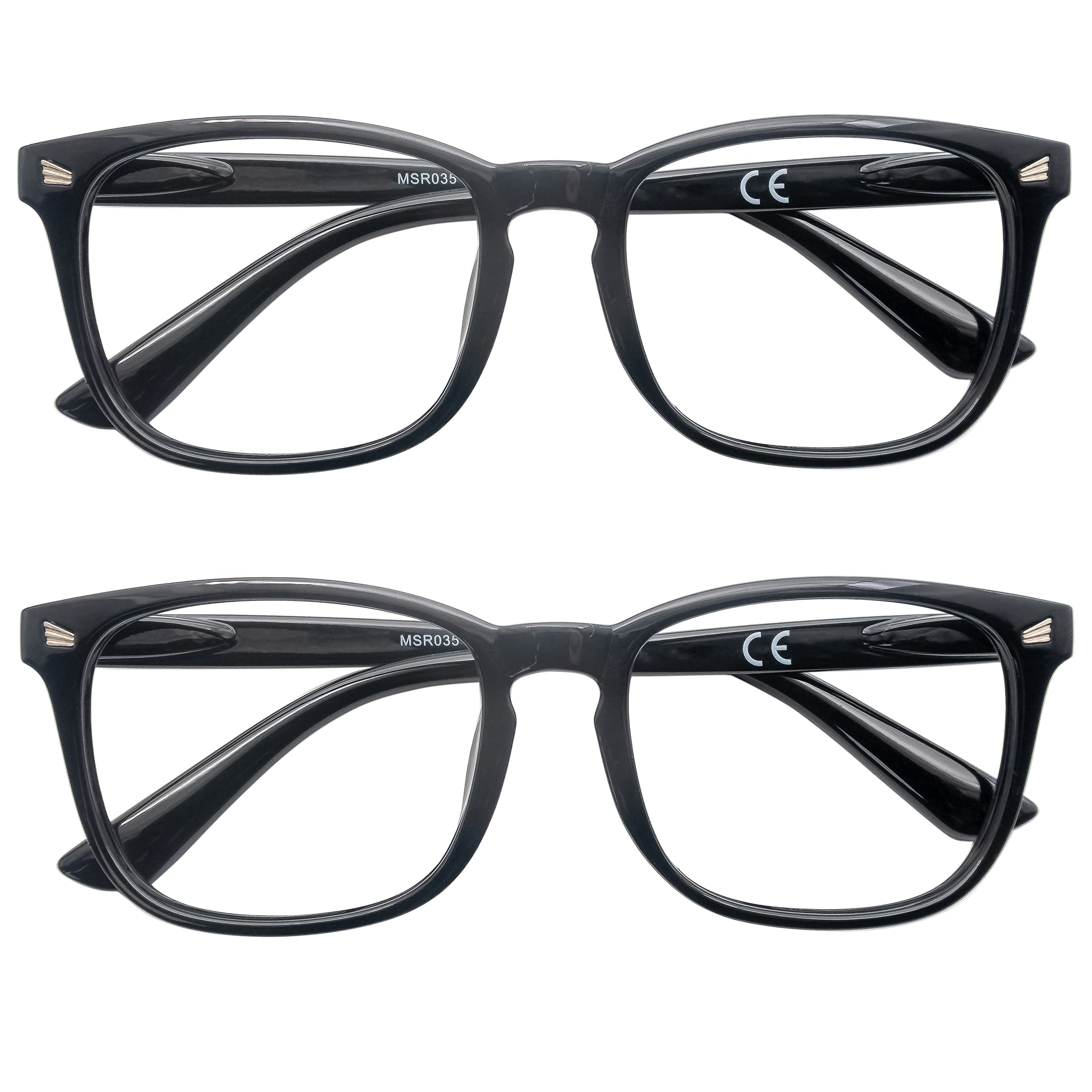 HEEYYOK 2 Pack Blue Light Blocking Reading Glasses for Men & Women - Anti Eye Strain Computer Glasses with UV Protection - Perfect for Office Work, Gaming & Screen Time
