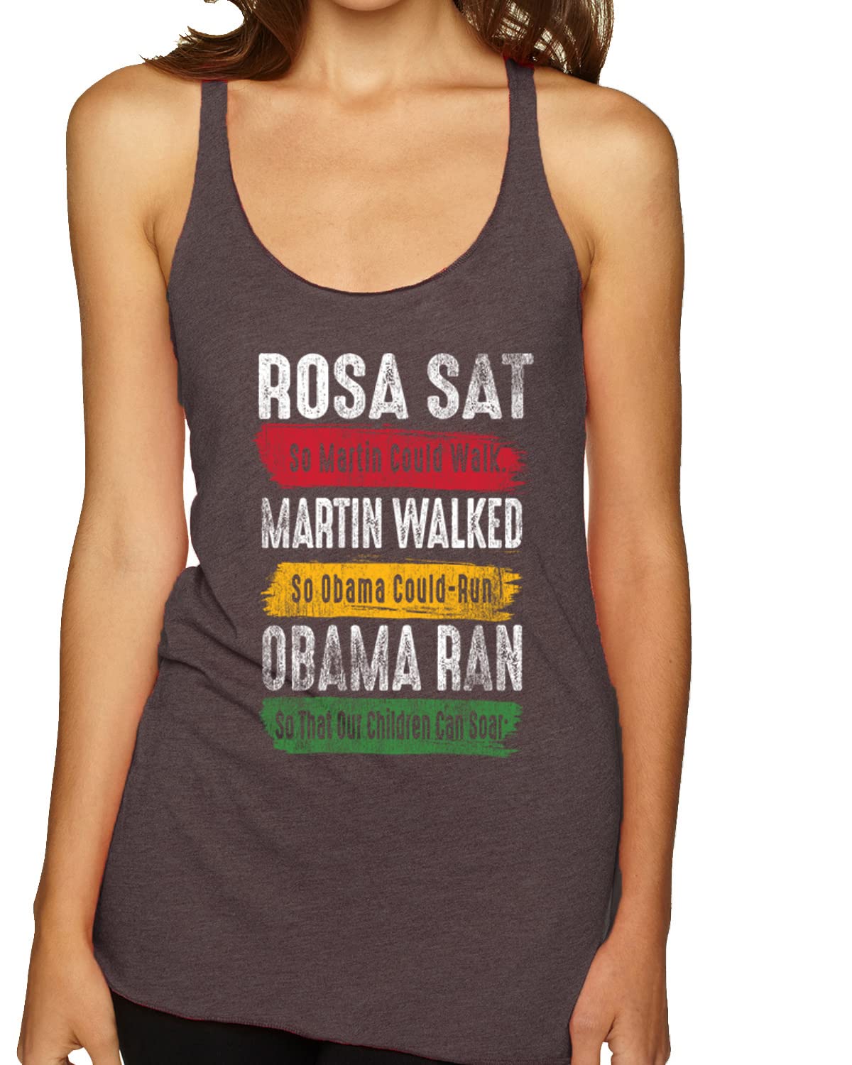 Black Pride Tri-Blend Racerback Tank Top - Rosa Sat Martin Walked Obama Ran - Soft & Comfortable Women's Workout & Casual Wear