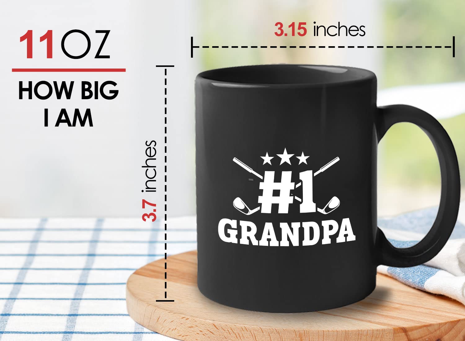 Bubble Hugs 11oz Black Golf Coffee Mug - Perfect Gift for Golf Lovers, Dad, Grandpa & Coaches | Ideal for Golf Courses, Office & Home Use