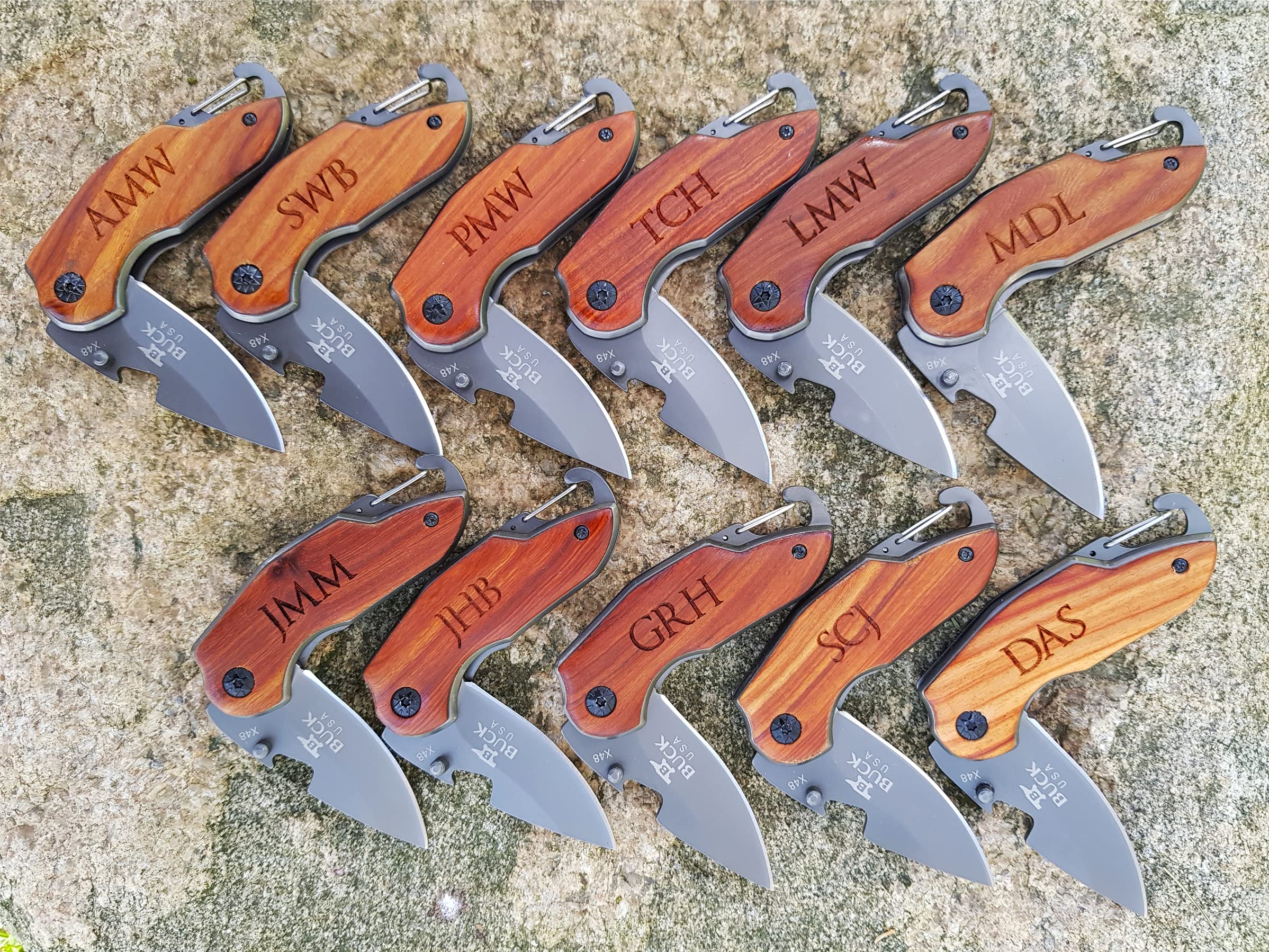 11 SET Personalized Pocket Knife - Engraved Groomsmen Gifts for Dad, Husband, Brother, Boyfriend - Perfect for Weddings, Camping & Outdoor Adventures