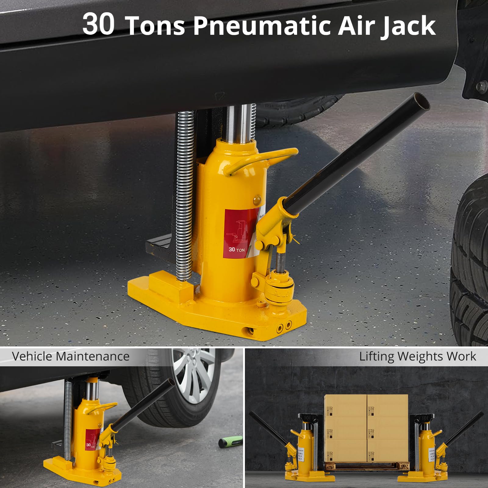 GARVEE 30 Ton Hydraulic Toe Jack - Heavy Duty Floor Lift with Manual Hand Pump for Automotive, Industrial, and Construction Use
