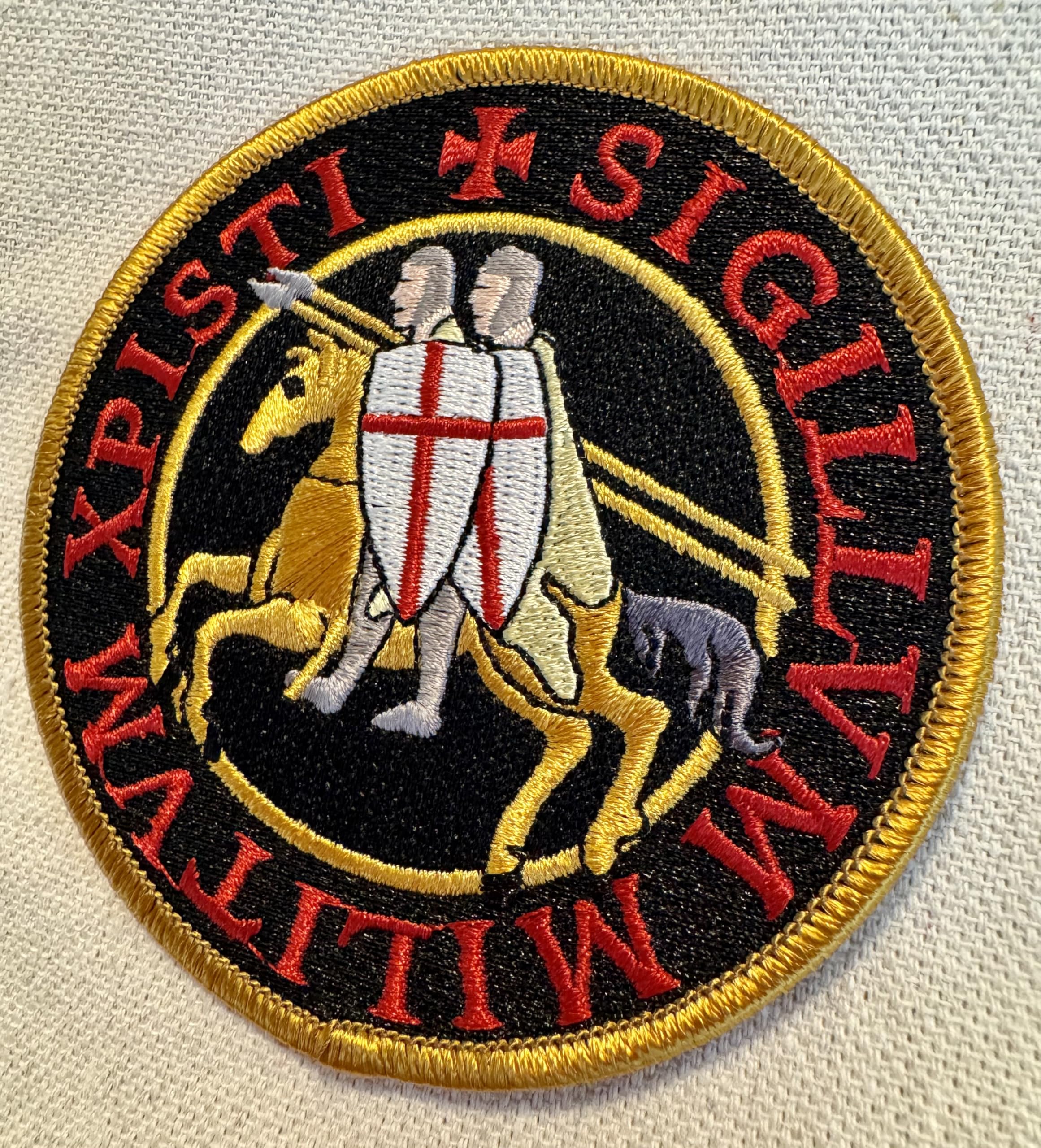 Knights Templar Embroidered Patch - Black Crusades Military Seal Iron-On for Jackets, Vests & Backpacks | Medieval Historical Reenactment & Cosplay Accessory
