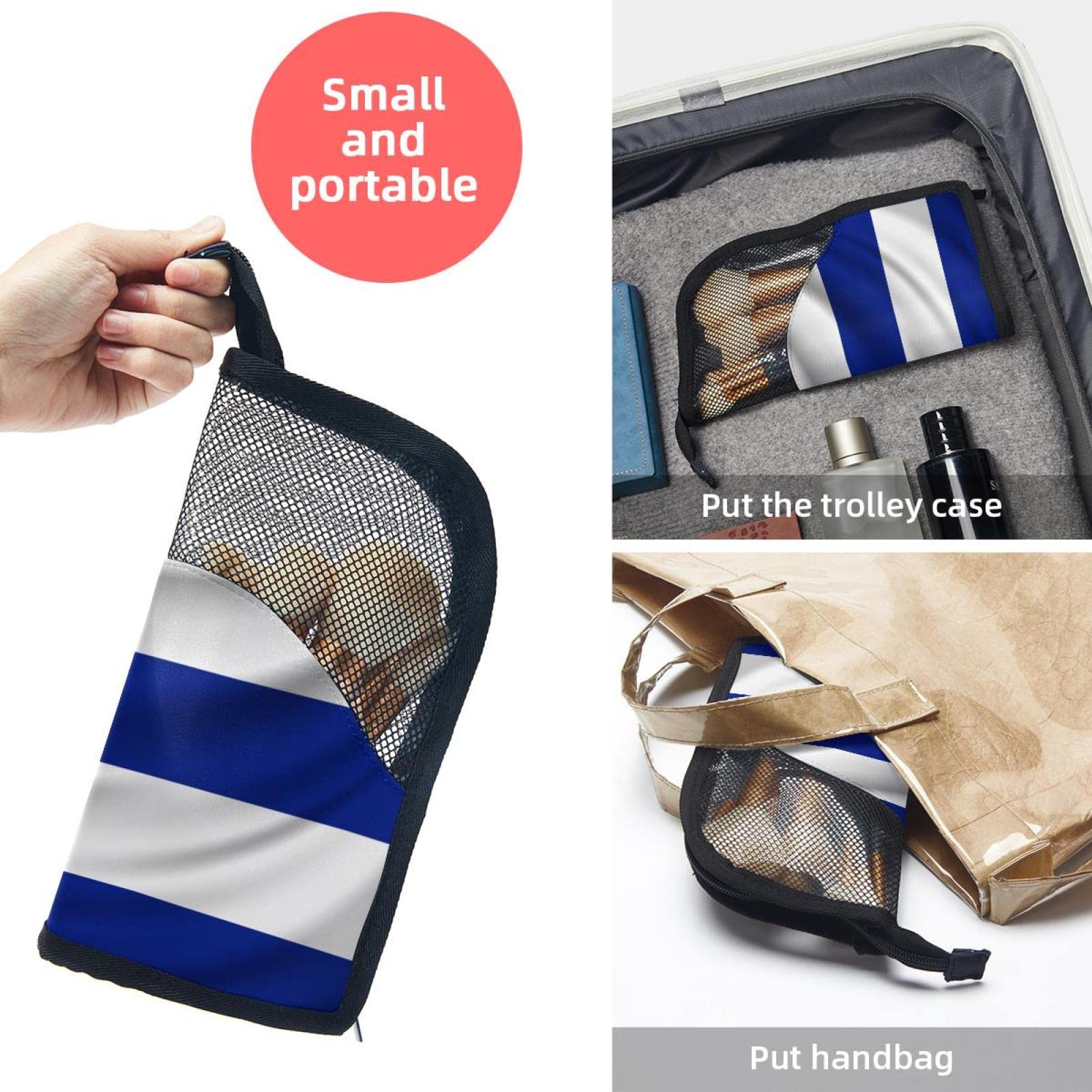 **12-Piece Makeup Brush Organizer Bag with Cuba Flag Pattern - Portable Travel Cosmetic Brush Holder Case for On-the-Go Beauty Touch-Ups**