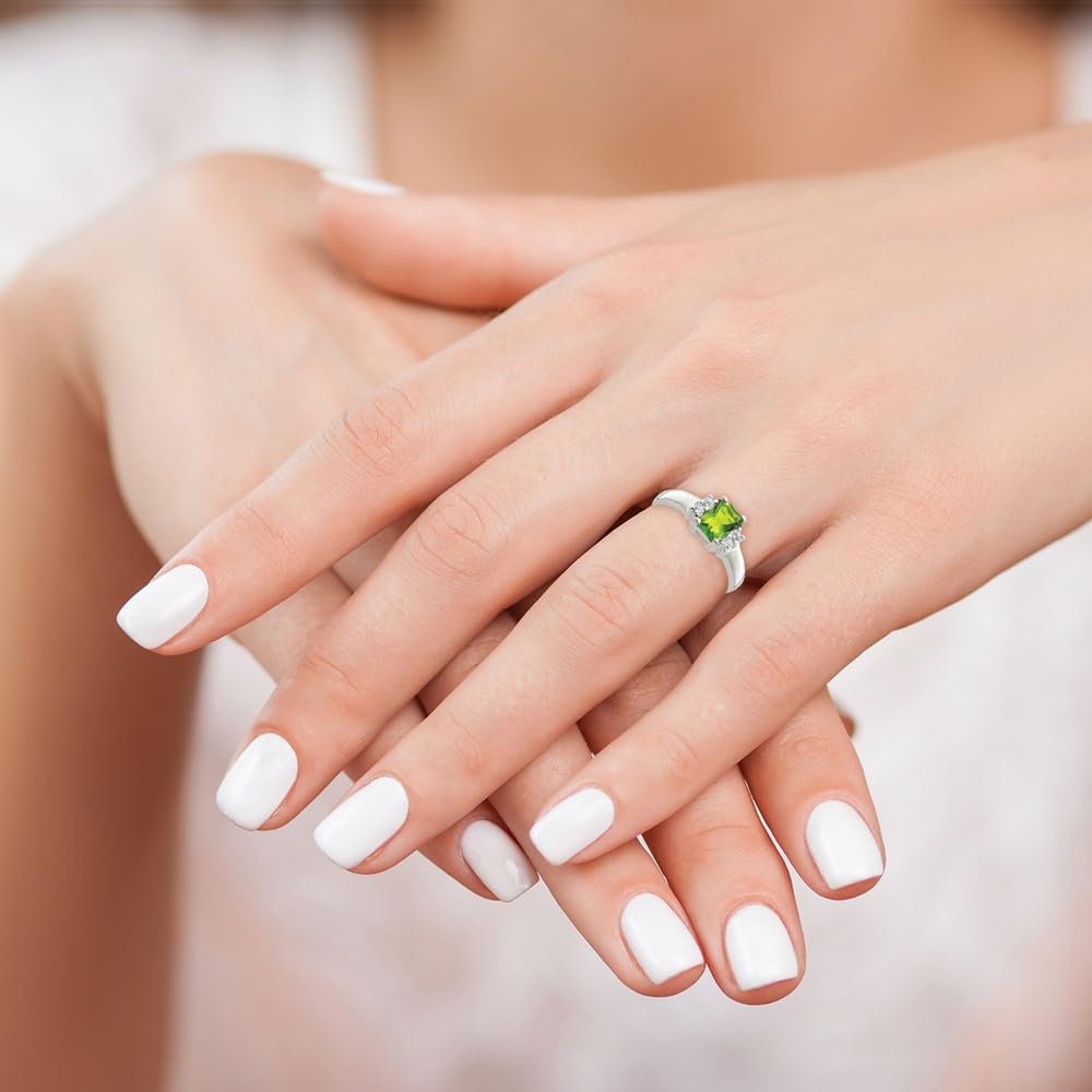 925 Sterling Silver Lime Green & White Cubic Zirconia Ring for Women | Elegant Fine Jewelry Gift for Her | Perfect for Anniversaries, Birthdays & Special Occasions