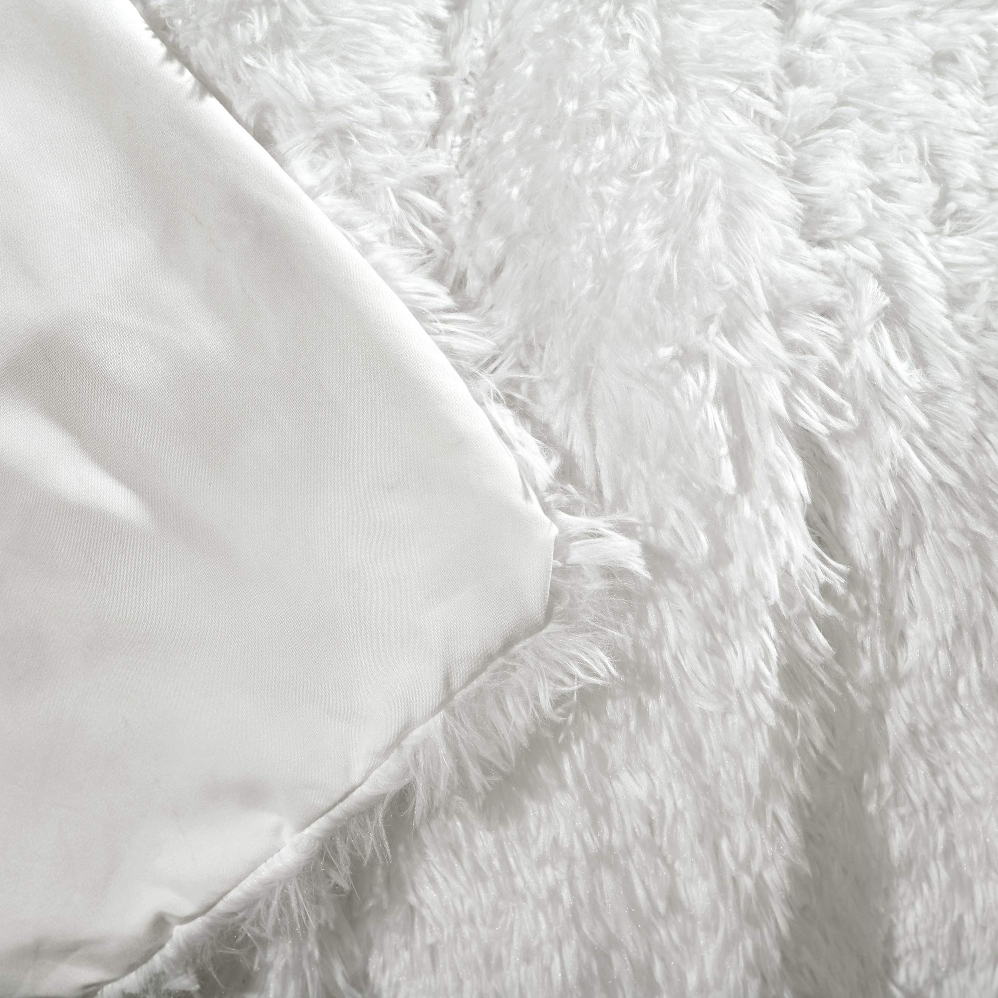 Lush Decor Emma Soft Fluffy Faux Fur Throw Blanket 50x60 Inches - Cozy White Fuzzy Blanket for Couch, Bed & Office - Perfect for Winter Nights, Movie Time & Home Decor