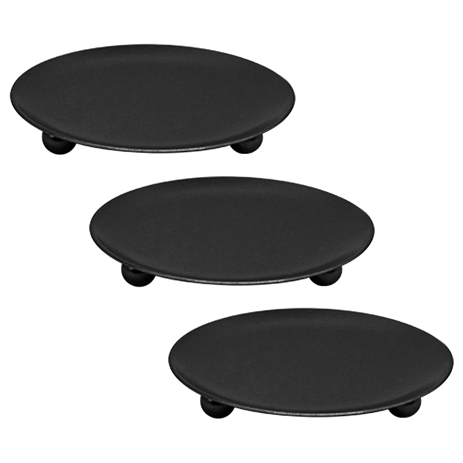 UOCUFY Tall Wood Candle Holders - Geometric Round Wrought Iron Candlestick Set - Black Metal Desktop Decor for Home, Wedding, Party & Holiday Decoration (Size C, One Size)