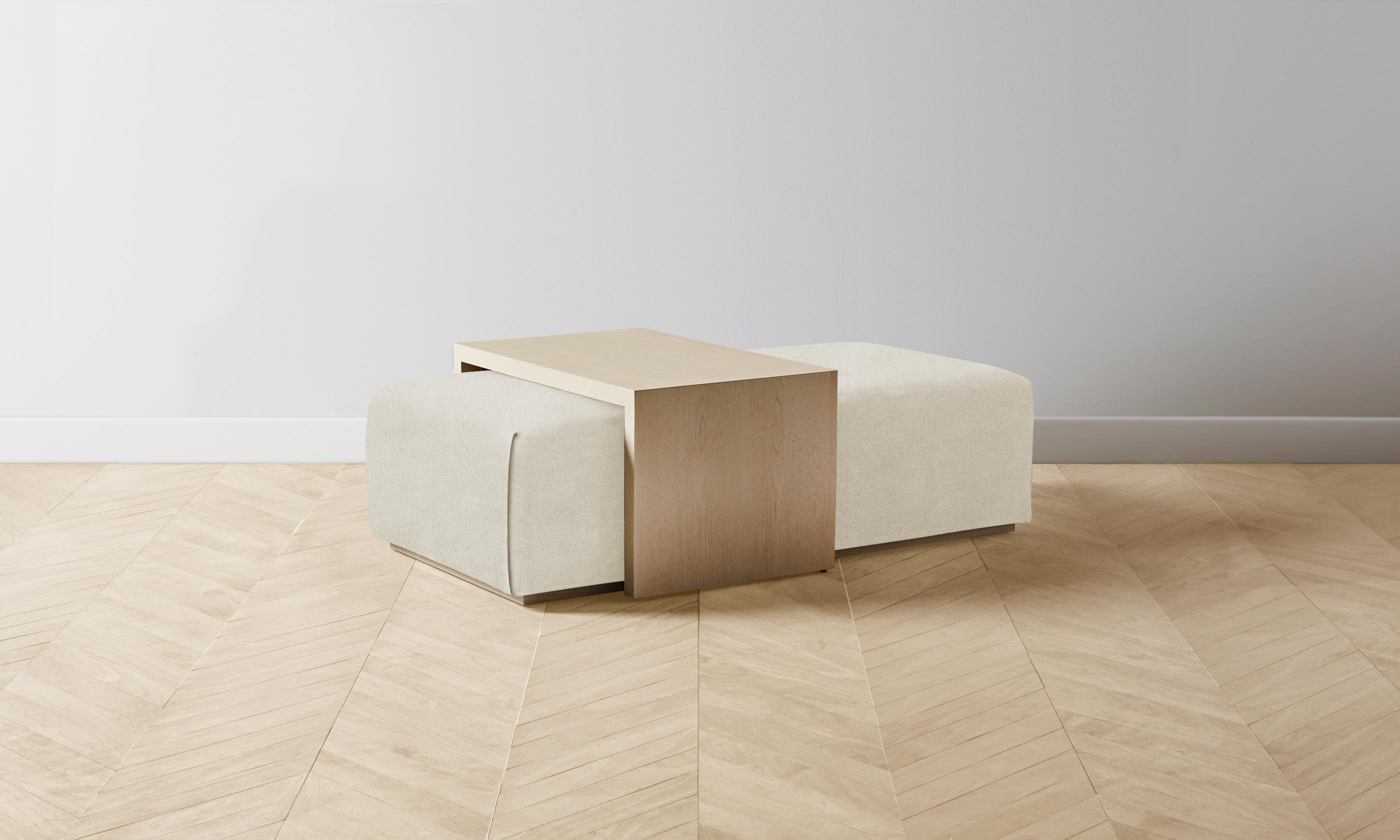 The Bowery Ottoman - Performance Mélange Weave Shell - Modern Living Room & Bedroom Accent Furniture for Home Decor