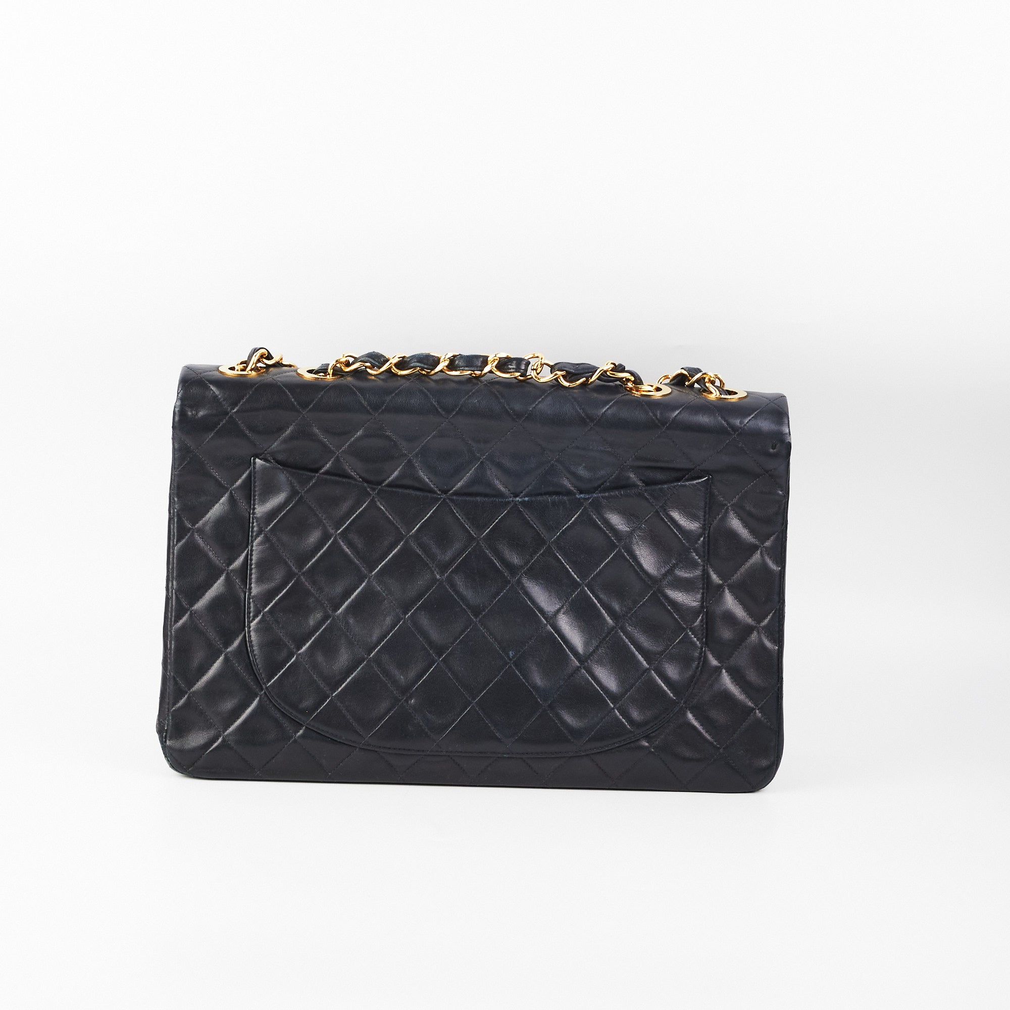 Vintage Chanel Maxi Flap Bag in Black with 24K Gold Hardware - Perfect for Luxury Fashion & Special Occasions