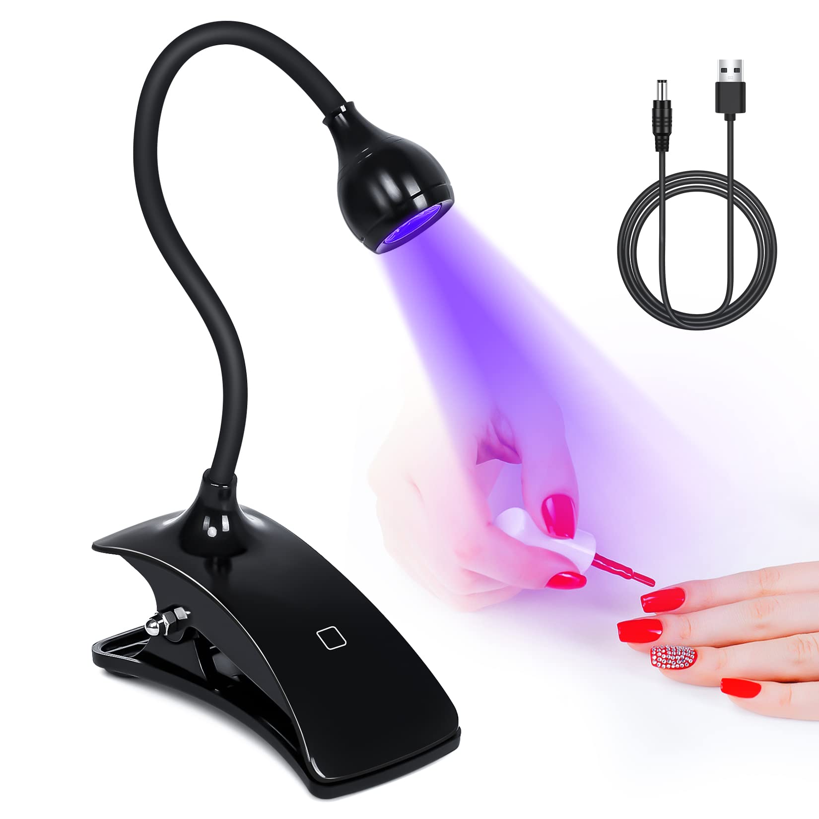 MLOGIROA Mini LED Nail Lamp 3W UV Light - Portable Nail Dryer for Gel Polish & Nail Art - Fast Curing for Home DIY & Salon Use (Black) | Perfect for Manicures, Pedicures & Professional Nail Care