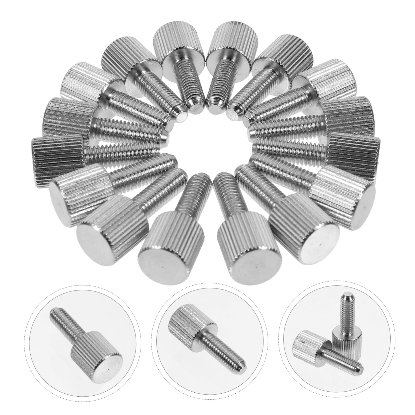 OSALADI 20pcs Knurled Thumb Screws for Computer Case - High Head Nickel-Plated Iron Screws, RGB PC Case Accessories - Perfect for DIY Computer Builds & Case Modifications