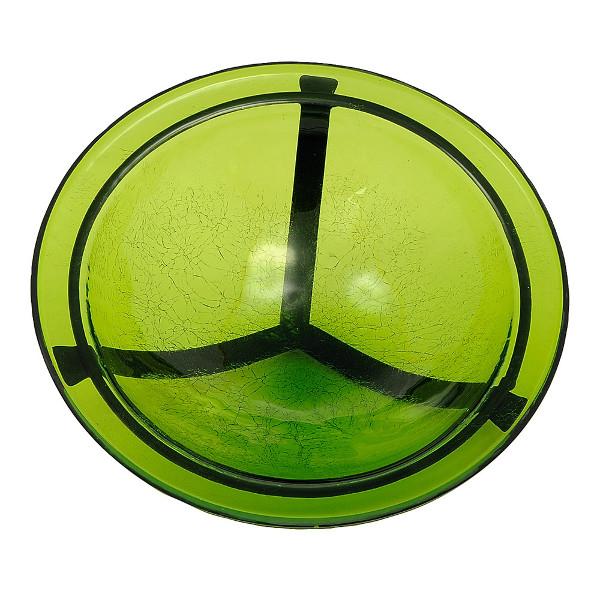Fern Green Crackle Glass Birdbath Bowl for Garden Decor - Handmade Outdoor Bird Feeder with Crackled Texture, Perfect for Attracting Birds to Your Backyard or Patio