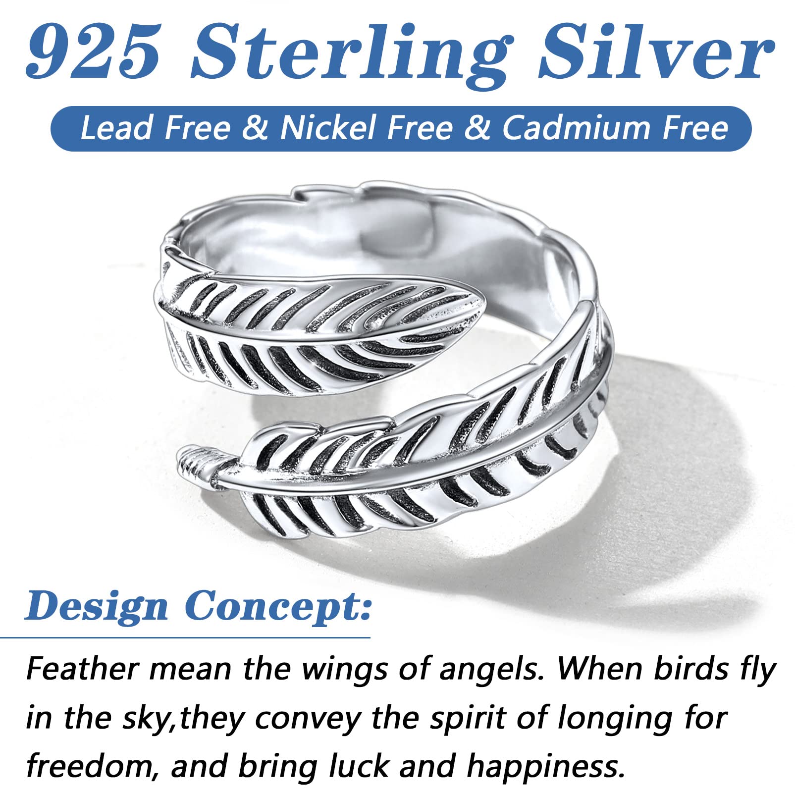 925 Sterling Silver Angel Wings Band Ring for Women & Men - Personalized Custom Jewelry with Gift Box - Perfect for Anniversaries, Birthdays & Gifts