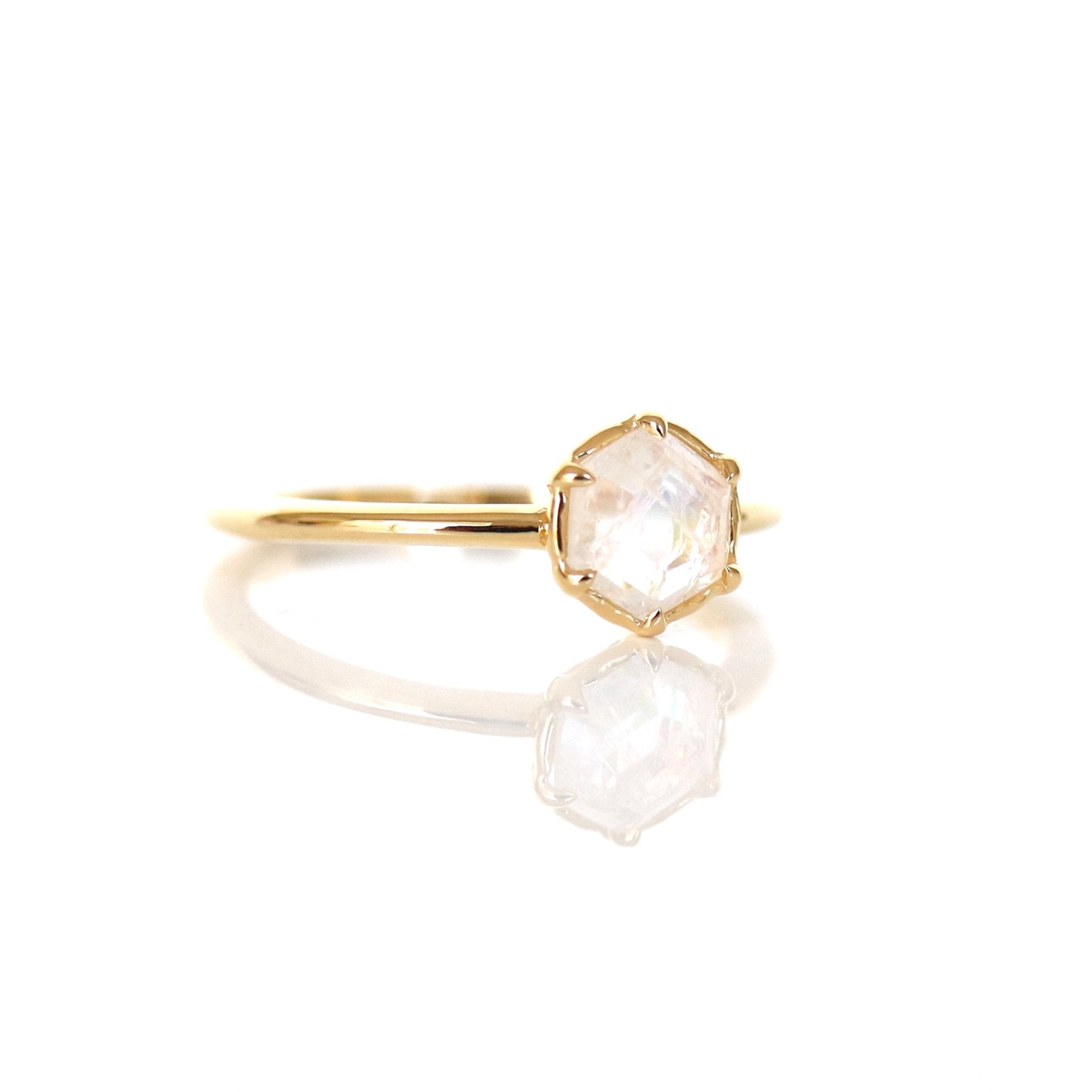 Grace Ring - Rainbow Moonstone & Gold Plated Sterling Silver Jewelry for Women - Perfect for Weddings, Anniversaries & Everyday Elegance