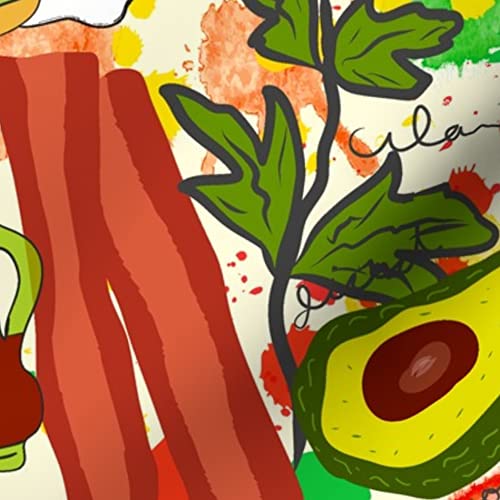 Recipe Red Egg Food Printed Minky Fabric by The Yard - Soft Plush Fabric for Sewing Baby Blankets, Quilt Backing & DIY Projects - Perfect for Nursery Decor, Gift Making & Home Crafts