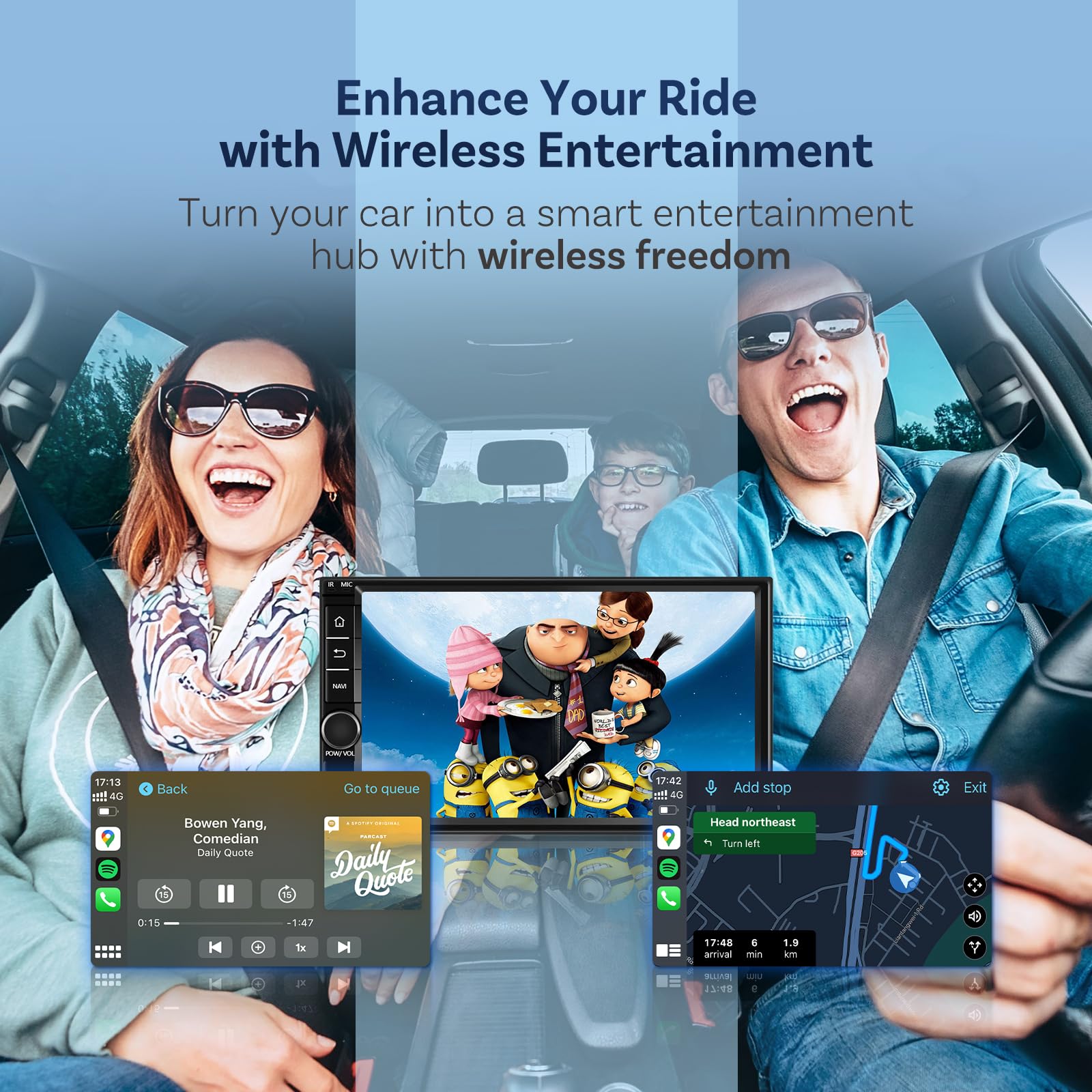 OTTOCAST Play2Video Pro - 3-in-1 Wireless CarPlay & Android Auto Adapter with Built-in Apps (YouTube, Netflix, Prime Video) | Android CarPlay AI Box for Seamless In-Car Entertainment | Perfect for Road Trips, Commuting & Streaming On-The-Go