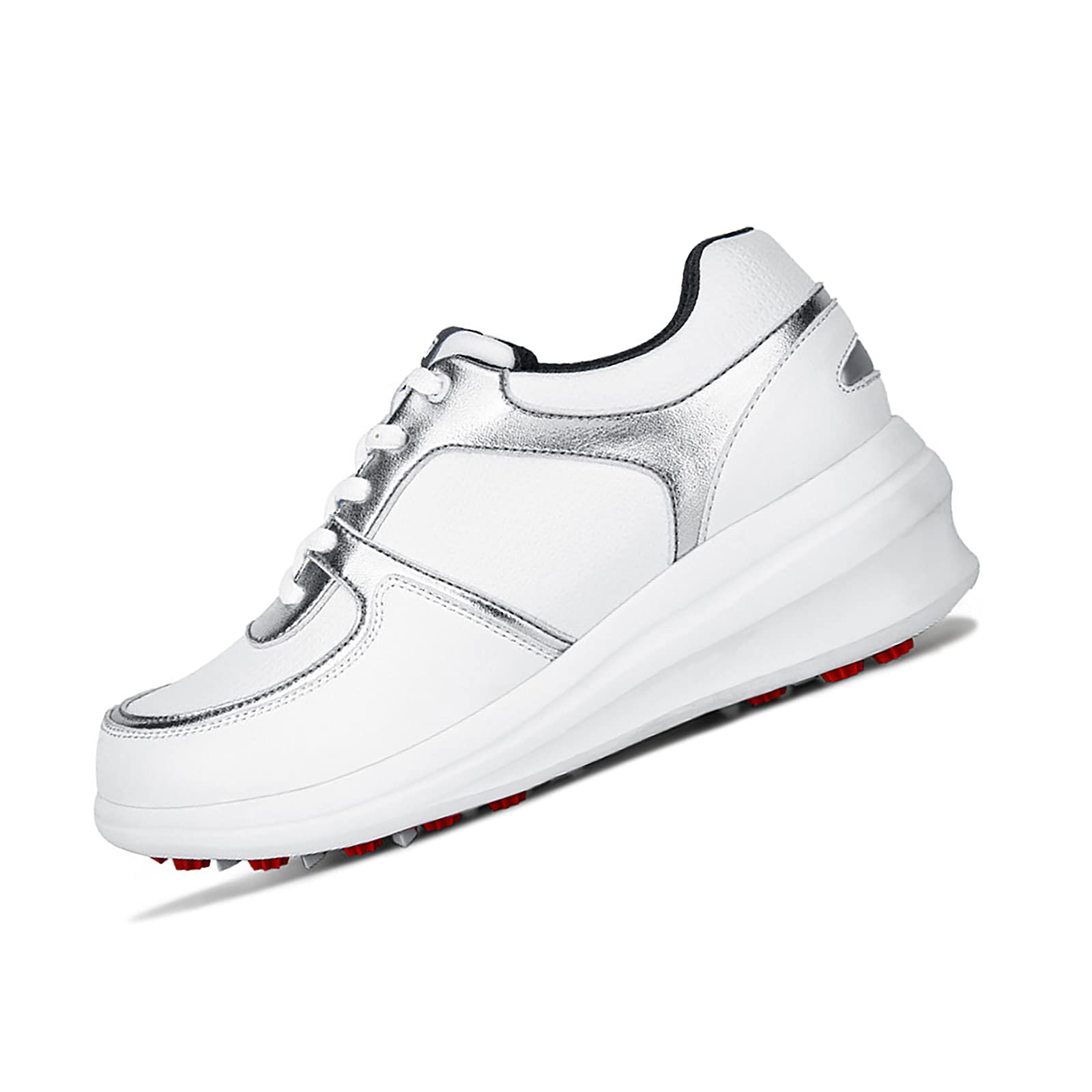 XSJK Women's Spikeless Golf Shoes - Waterproof & Anti-Slip Casual Sports Shoes with Height Increase Insoles | Breathable & Durable Design for Women Golfers | Perfect for Golf Course, Walking & Outdoor Activities | White, Size 39