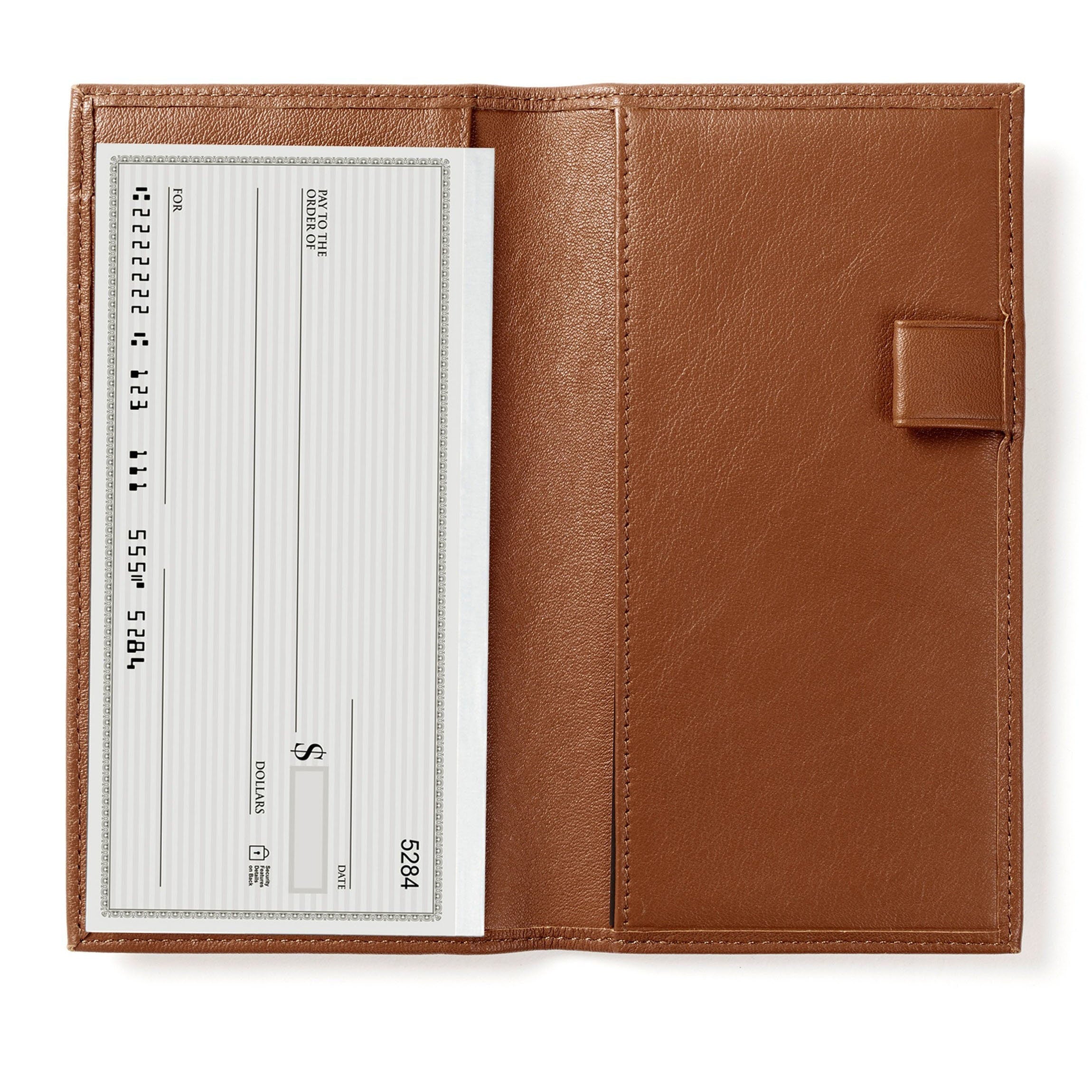Premium Leather Checkbook Cover with Dividers - Cognac Brown for Organizing Checks & Receipts | Ideal for Business, Personal Finance & Banking