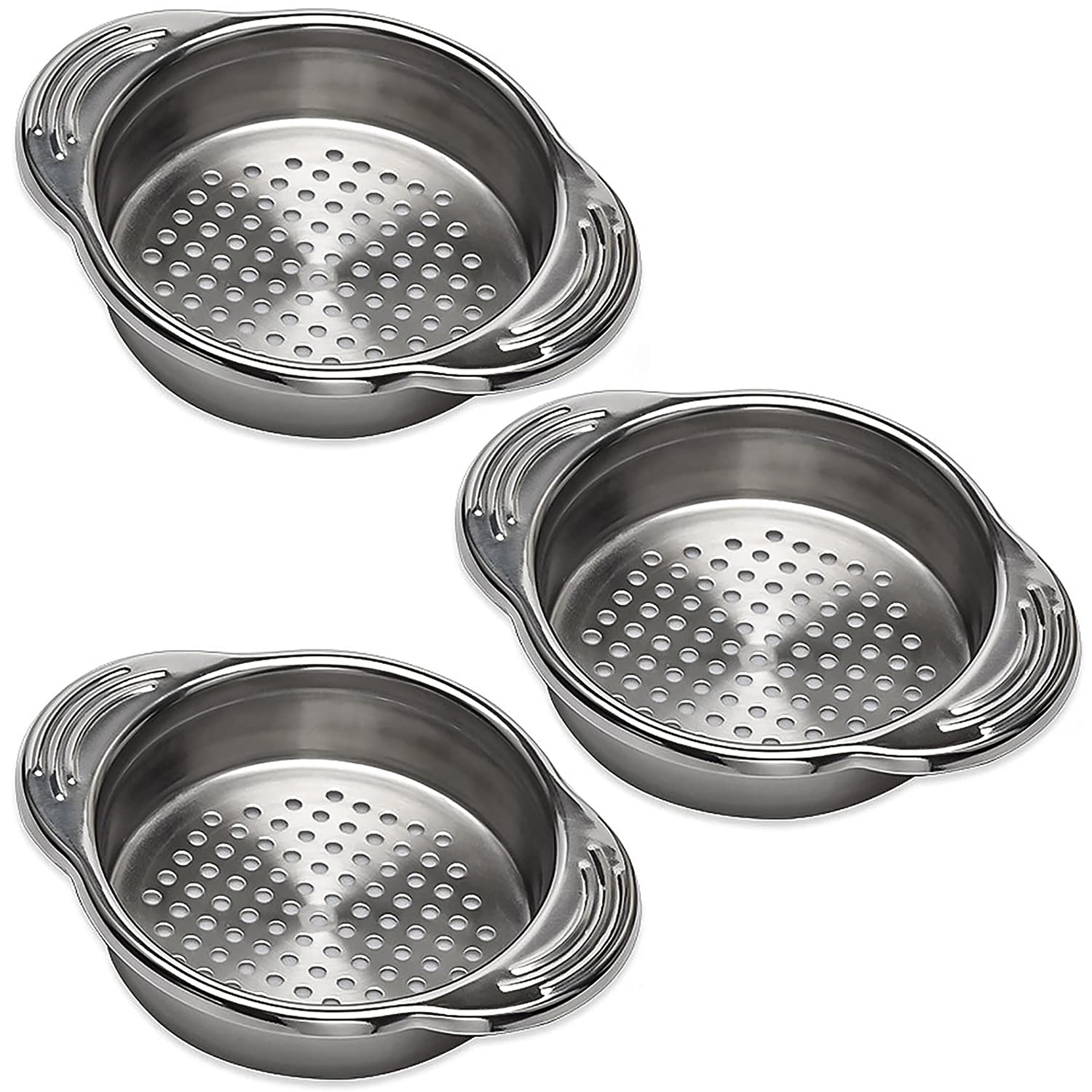 3-Pack Stainless Steel Tuna Can Strainer & Oil Squeezer - Dishwasher Safe Sieve for Regular & Wide-Neck Tuna Cans - Perfect for Kitchen, Camping & Meal Prep