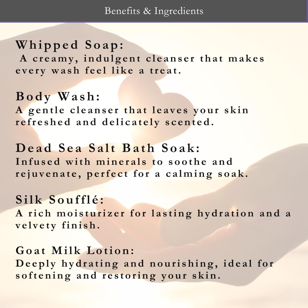 Black Forest Collection - Luxurious Bath & Body Gift Set for Men & Women | Includes Bath Oil, Whipped Soap, Blue Spruce Hand & Heel Scrub, Silk Soufflé | Amber Scented Self Care Kit for Spa Nights & Relaxation